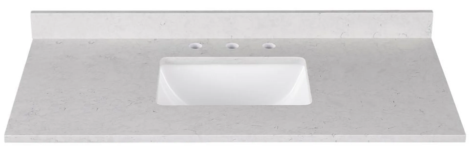 Tuscany® 49"W x 22"D Light Gray Engineered Marble Vanity Top with Rectangular Undermount Bowl