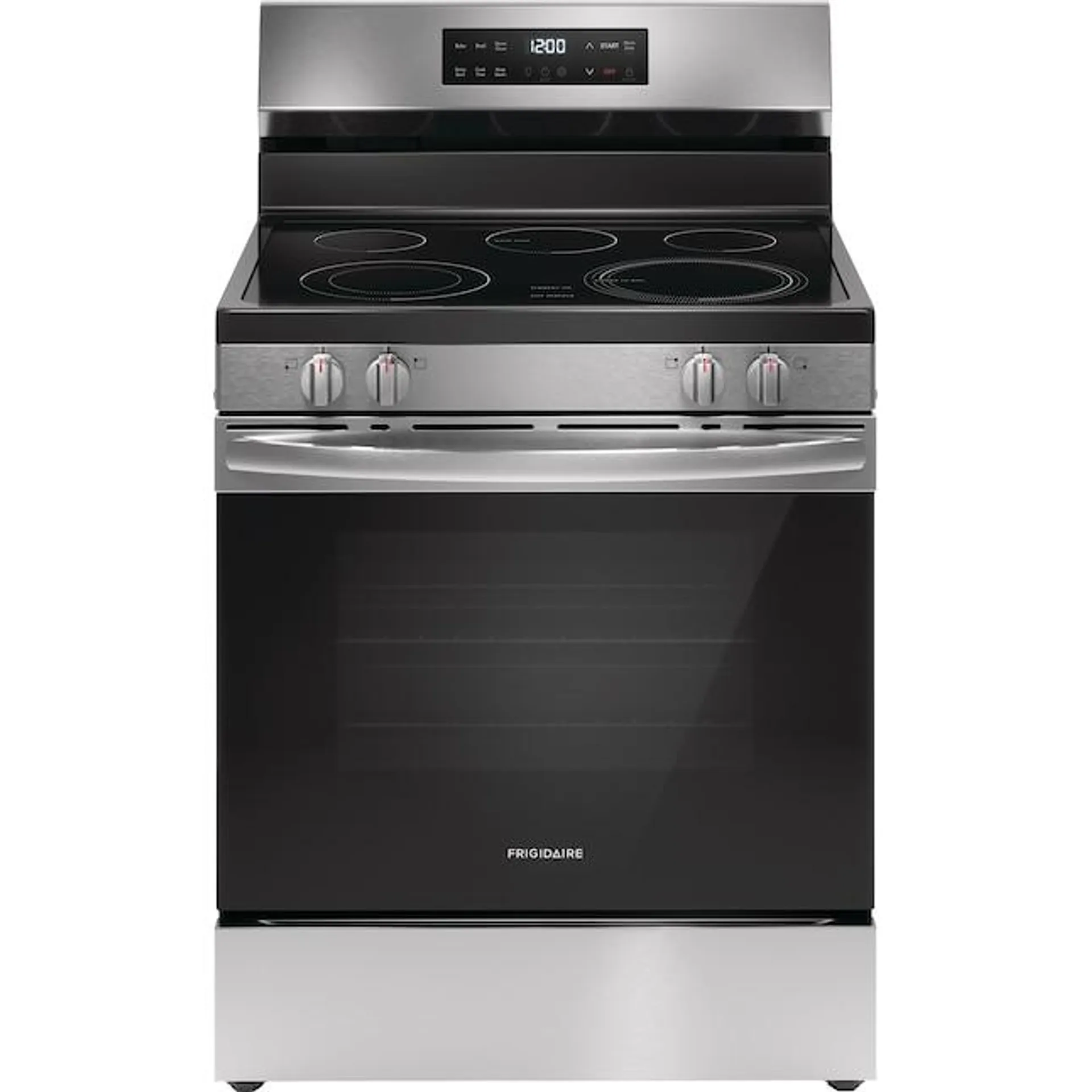 Frigidaire 30-in Glass Top 5 Burners 5.3-cu ft Steam Cleaning Freestanding Electric Range (Fingerprint Resistant Stainless Steel)