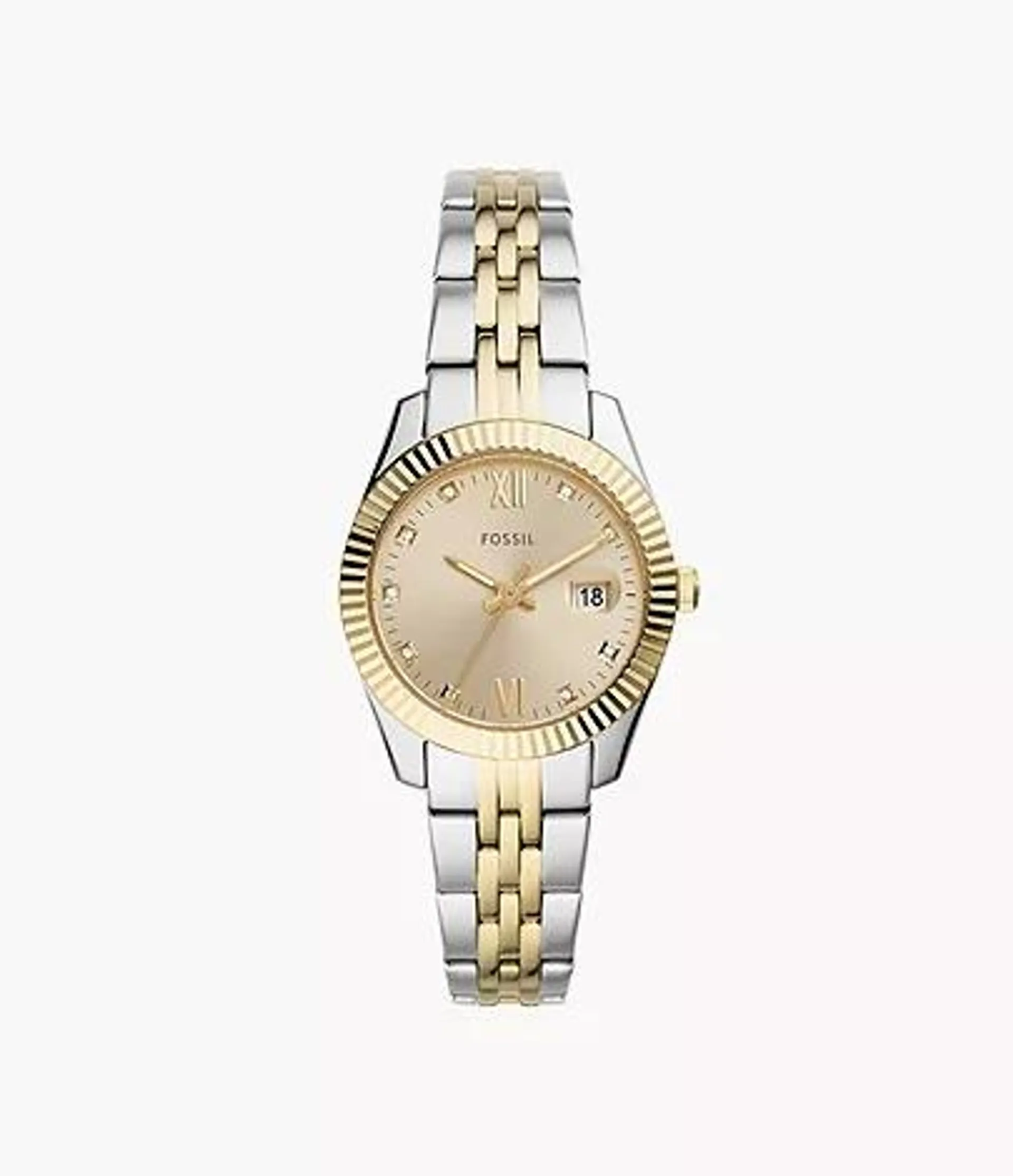 Scarlette Mini Three-Hand Date Two-Tone Stainless Steel Watch