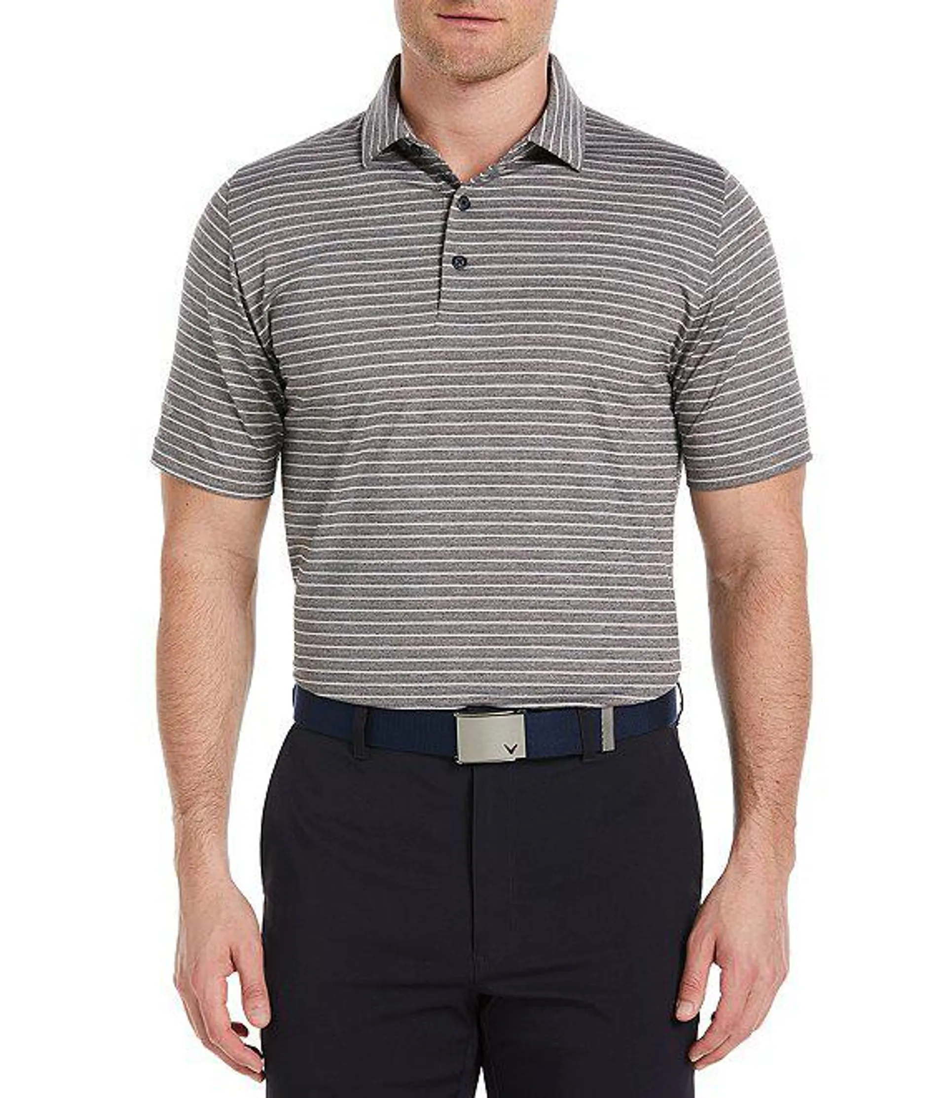 Short Sleeve Soft Touch Stripe Golf Polo Shirt