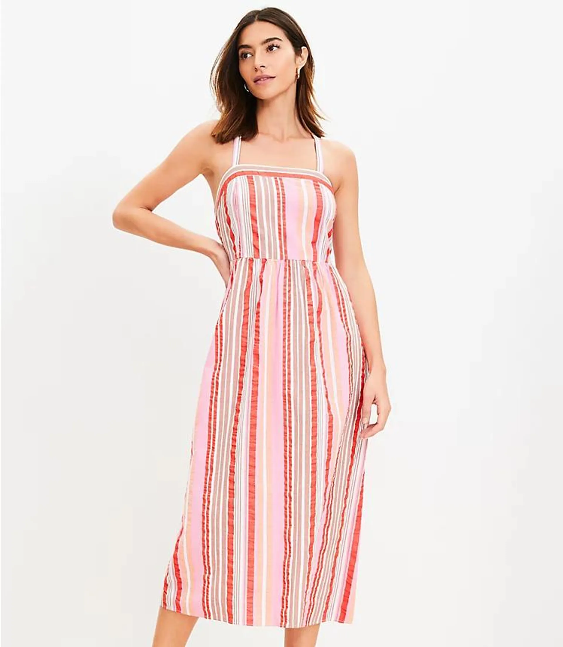 Striped Cross Back Maxi Dress