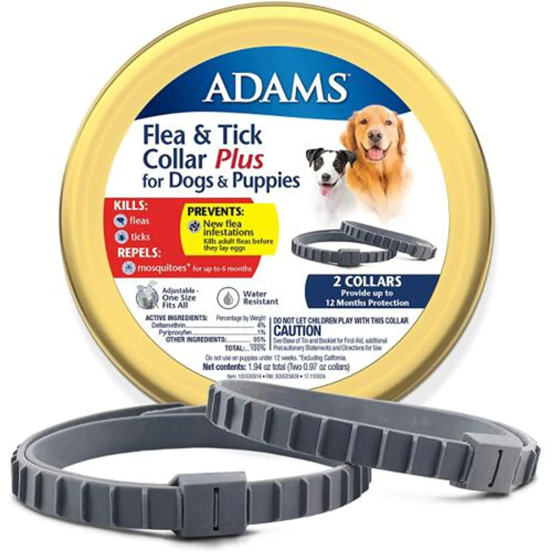 Adams Plus Flea & Tick Collar for Dogs and Puppies – 2 Pack