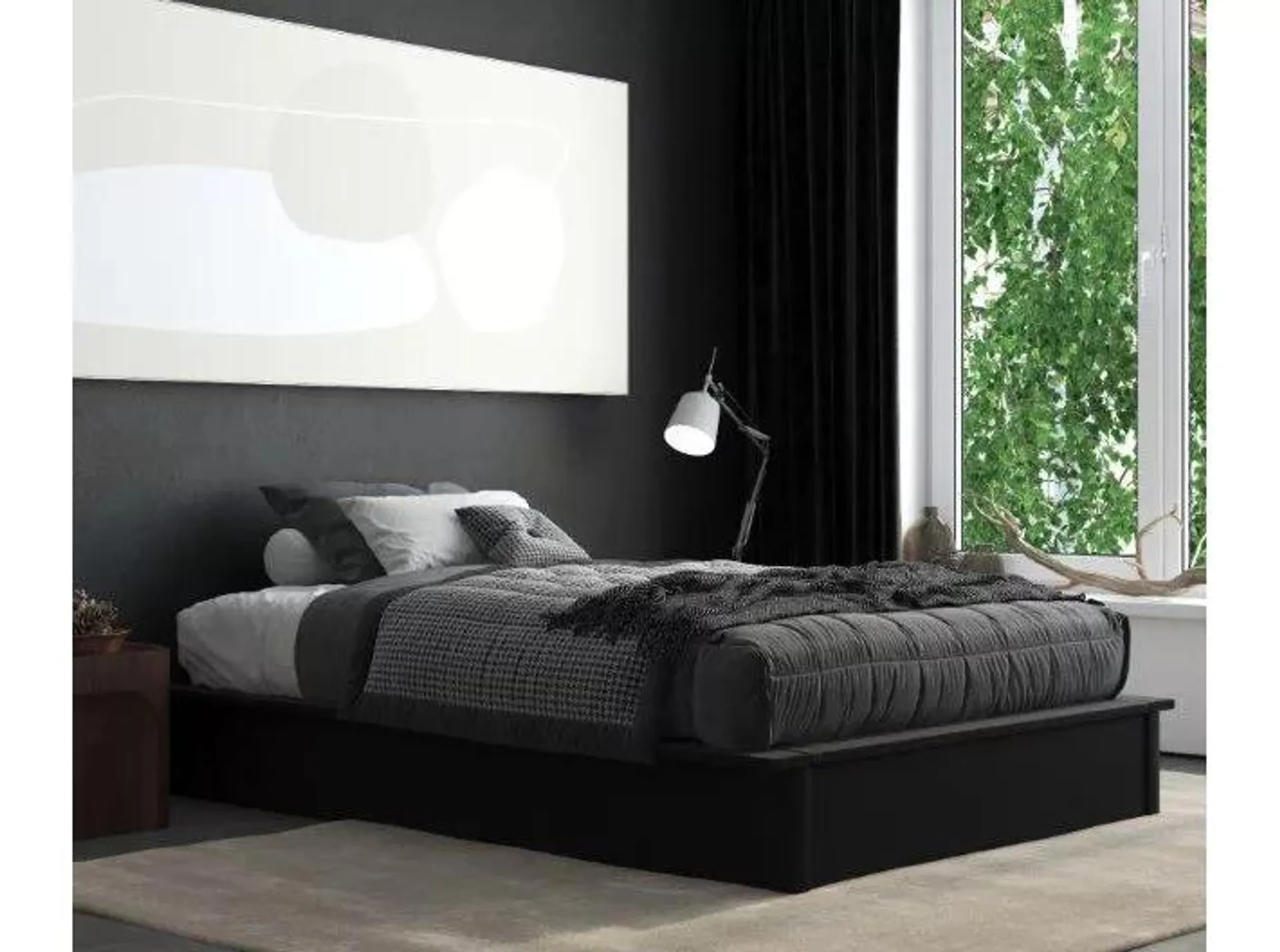 DHP Micah Black Faux Leather Full Platform Bed