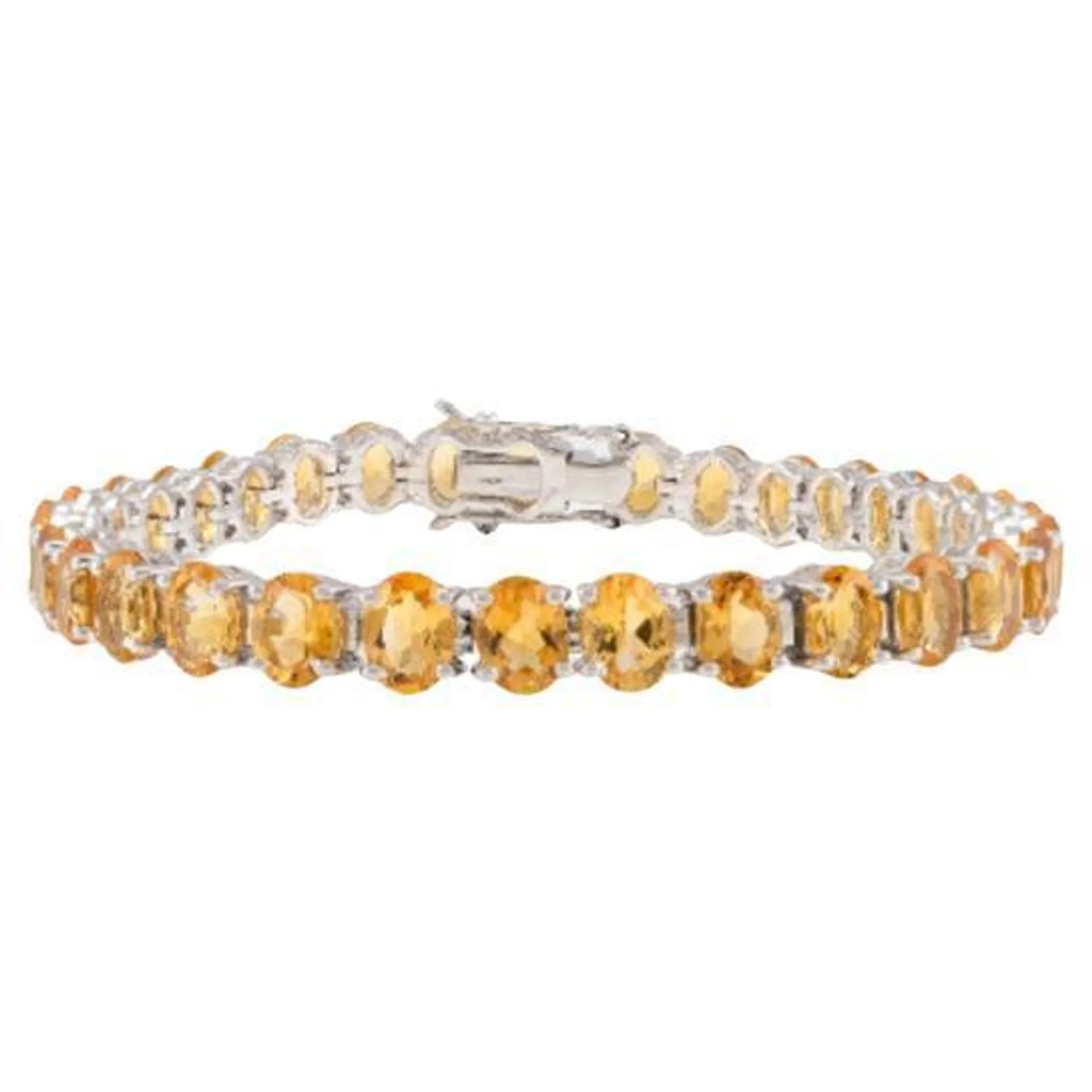 Oval Cut Citrine Gemstone Tennis Bracelet in 925 Sterling Silver for Women