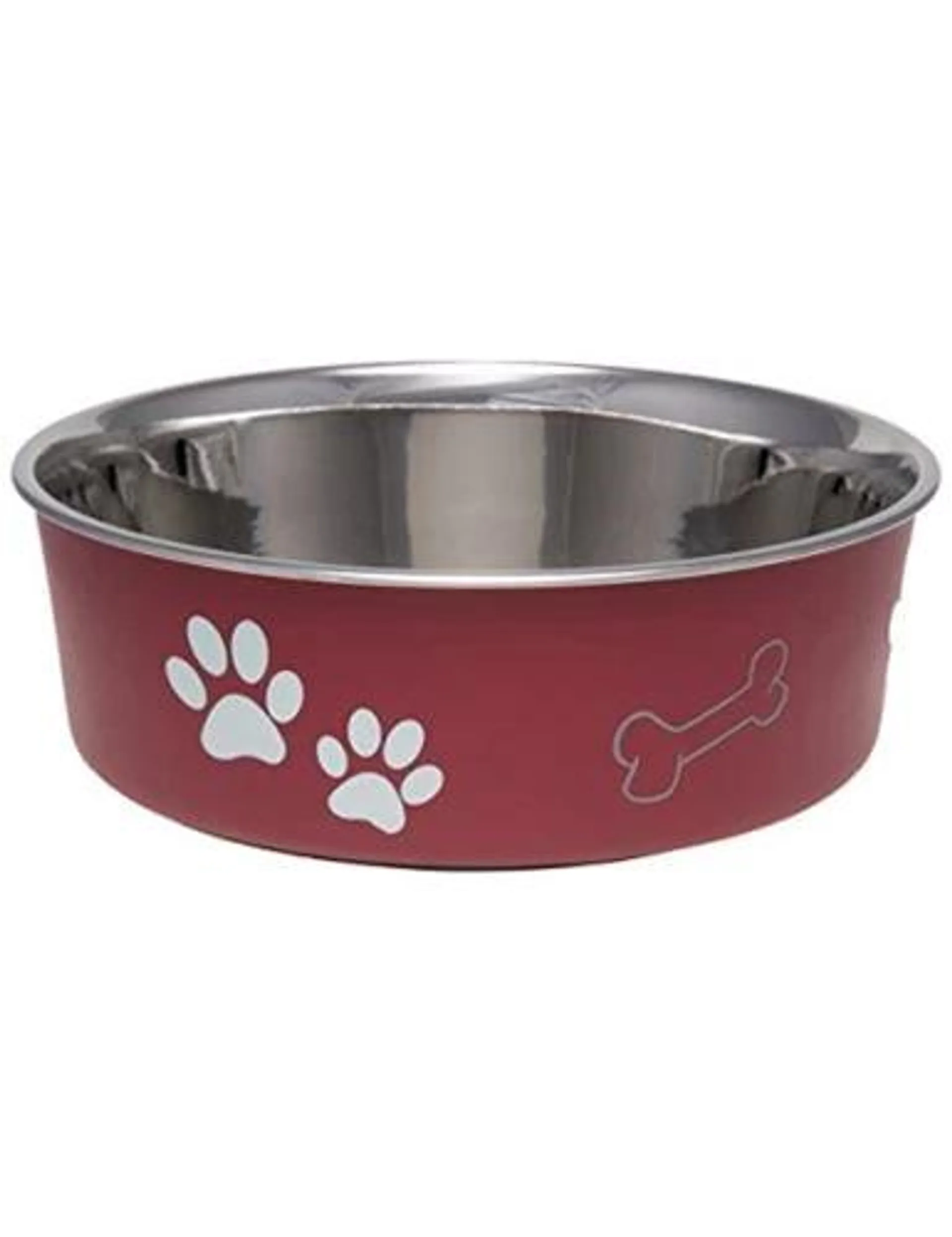 Loving Pets Bella Metallic Pet Bowl for Cats, Merlot, Large