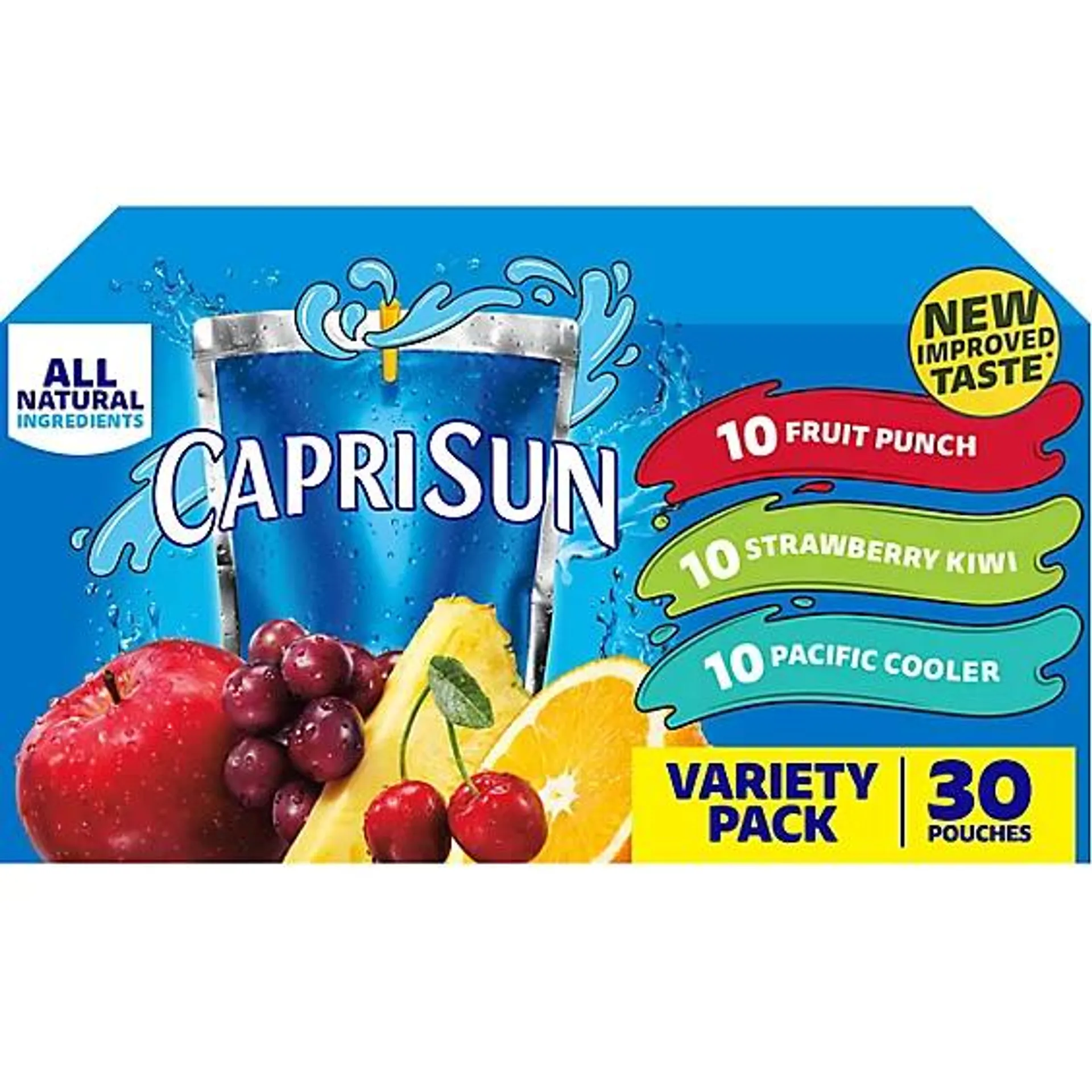 Capri Sun Fruit Punch Strawberry Kiwi & Pacific Cooler Variety Pack Pouches - 30-6 Fl. Oz.