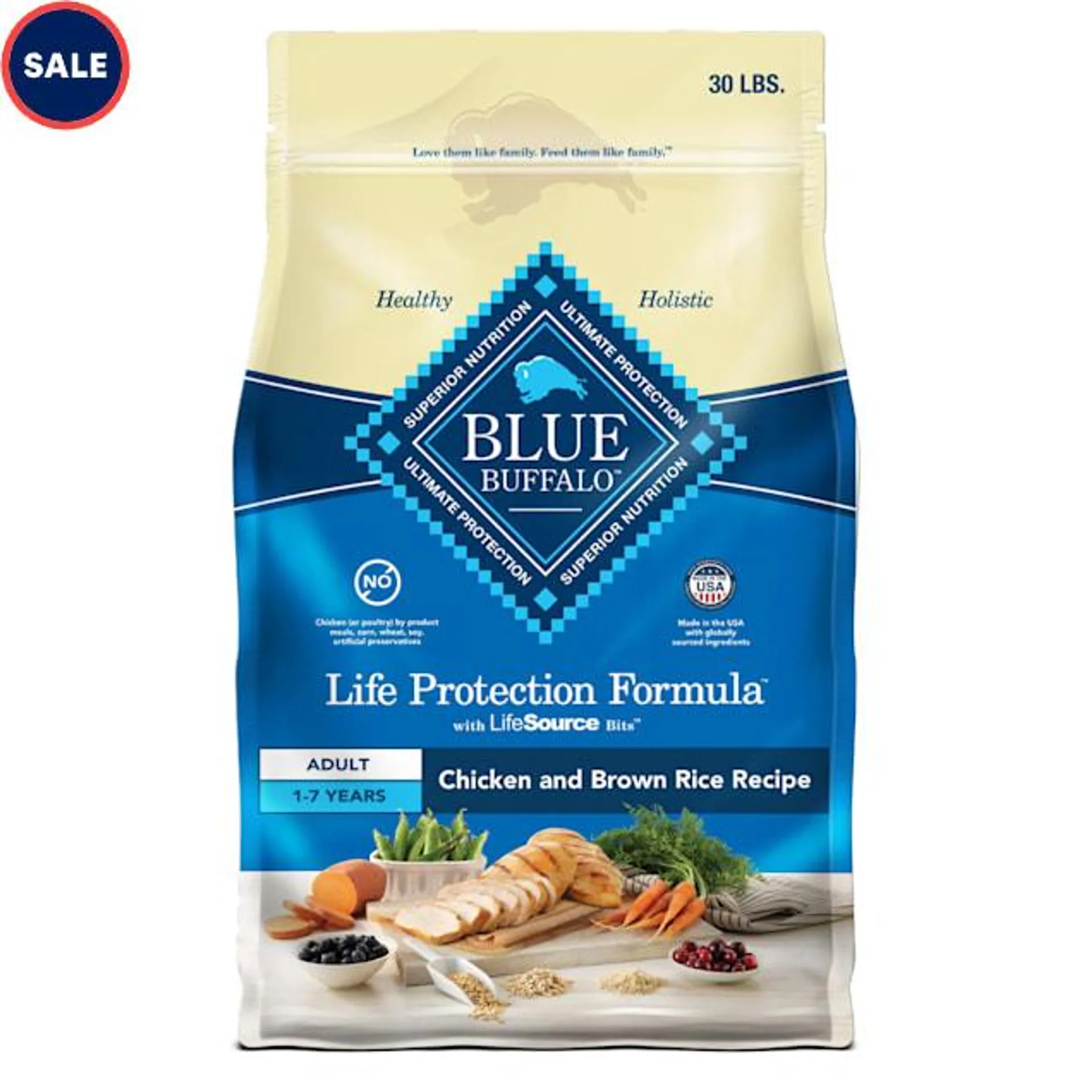 Blue Buffalo Blue Life Protection Formula Adult Chicken and Brown Rice Recipe Dry Dog Food, 30 lbs.