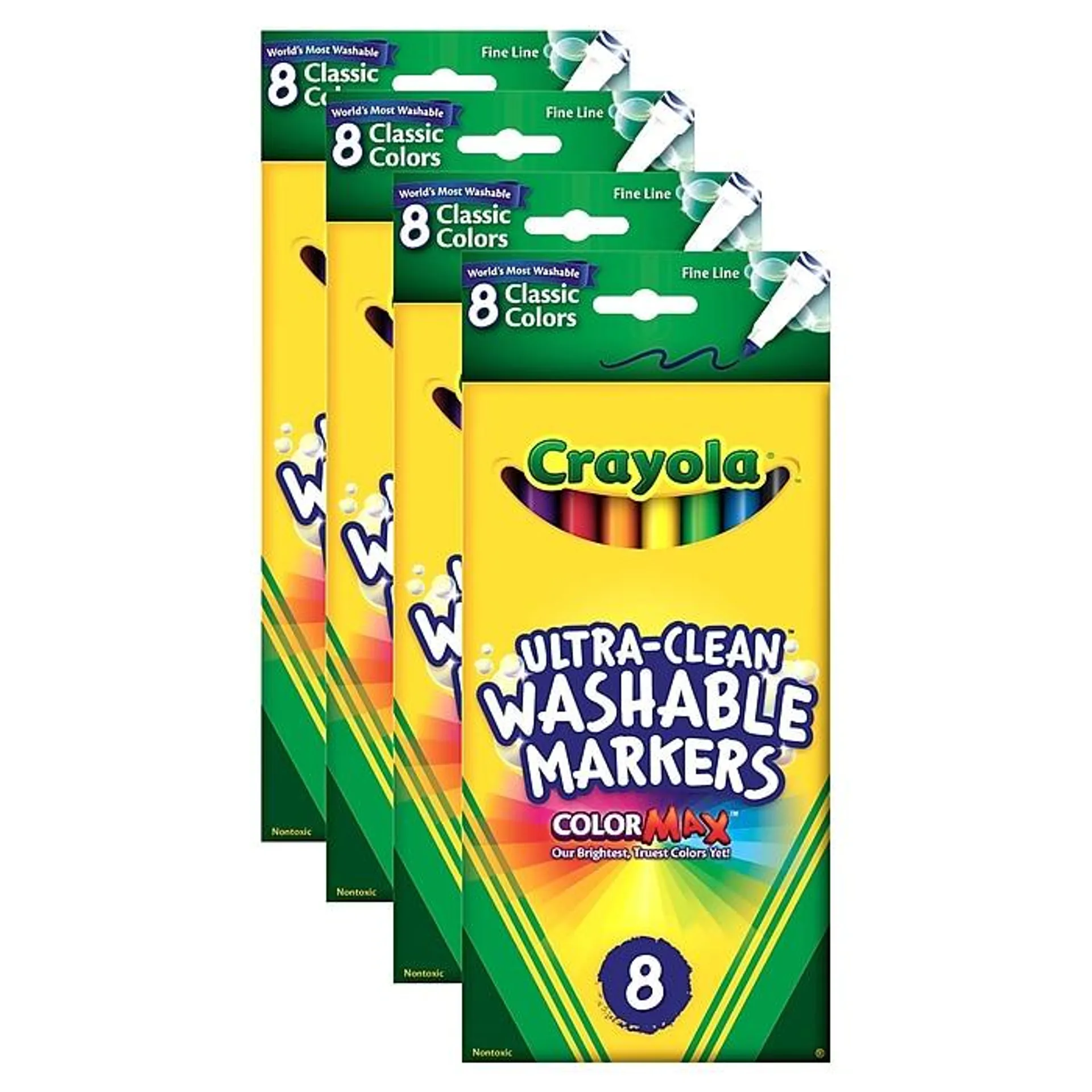 Crayola Classic Color Ultra-Clean Washable Markers fine tip pack of 8 [Pack of 4]