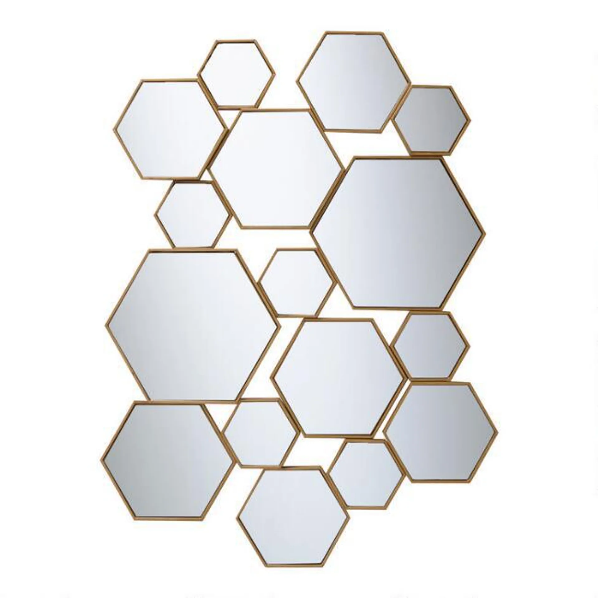 Brass Hexagon Mirror Panel