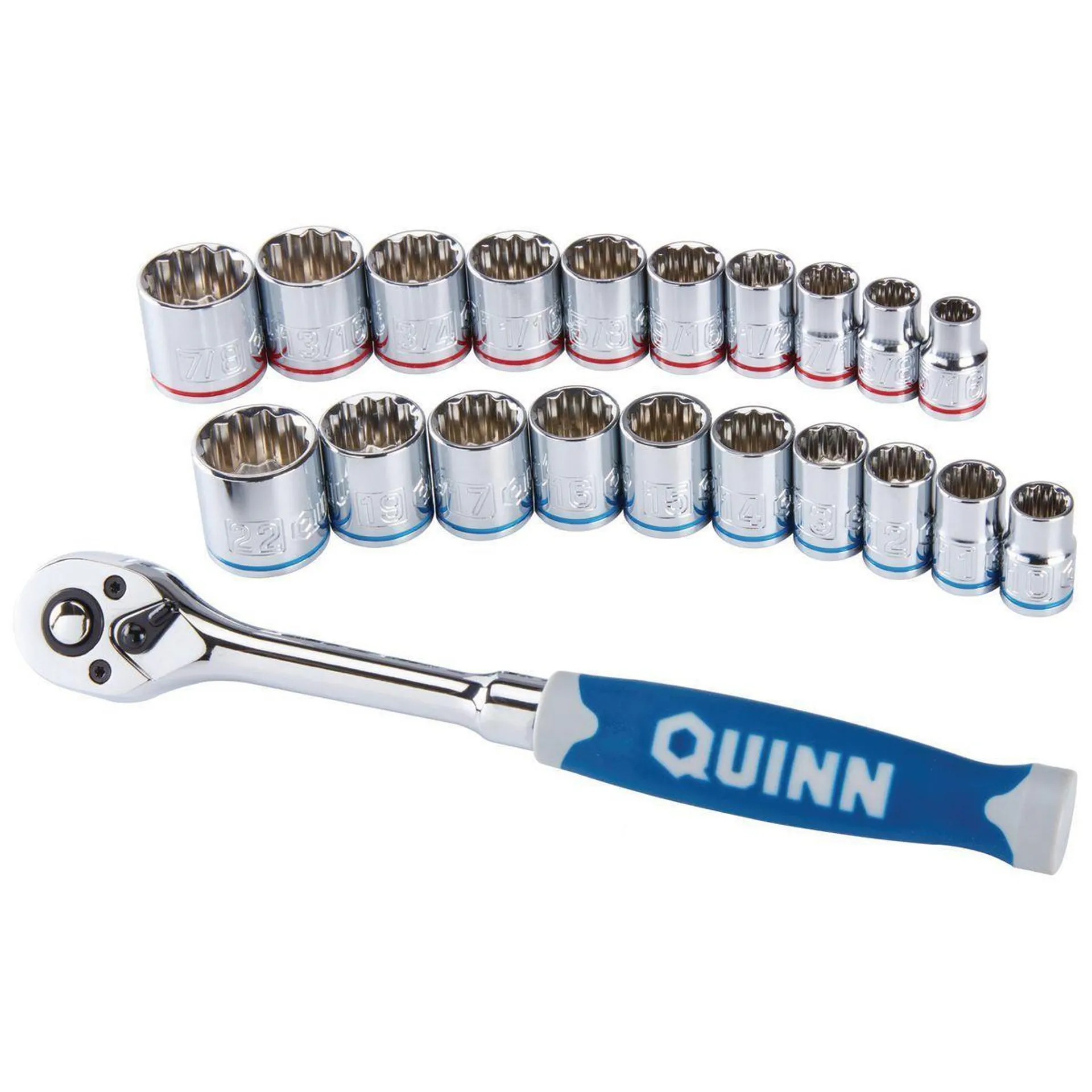 3/8 in. Drive SAE & Metric Chrome Socket and Ratchet Set, 21 Piece