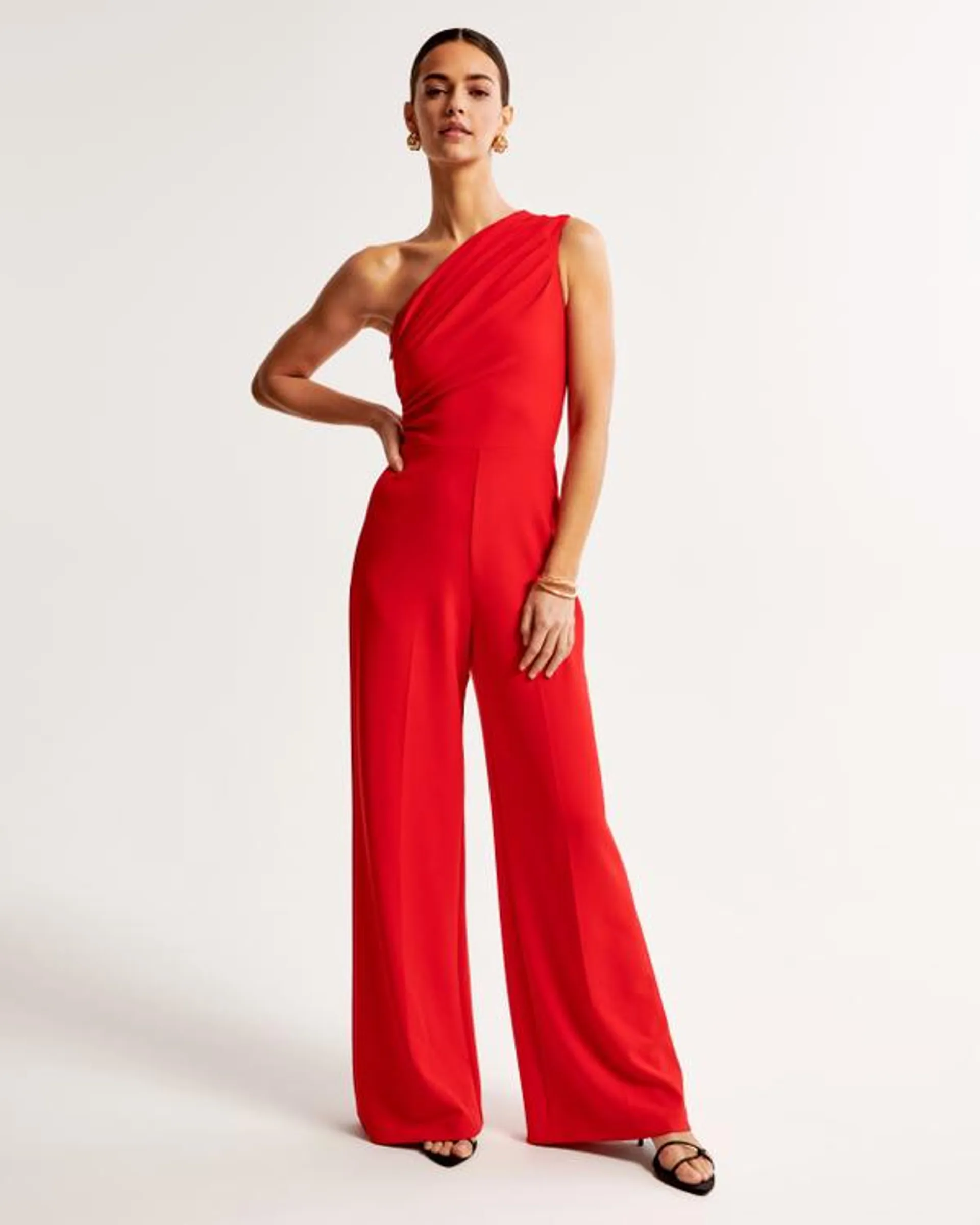 One-Shoulder Crepe Jumpsuit