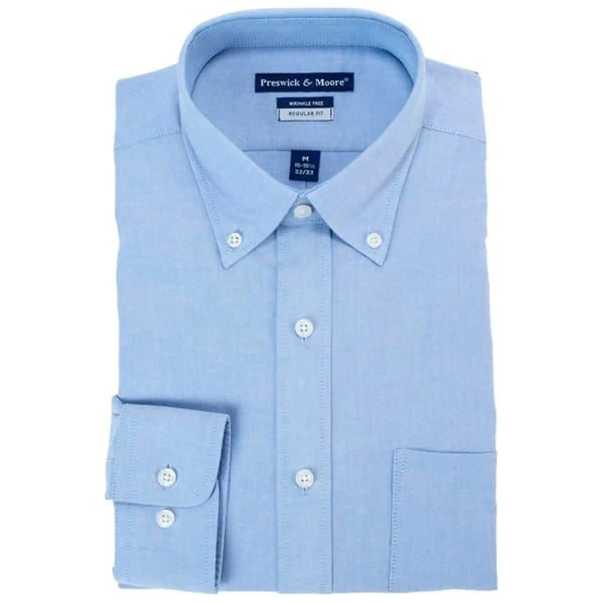 Mens Preswick & Moore®Regular Fit Oxford Dress Shirt - Light Blue