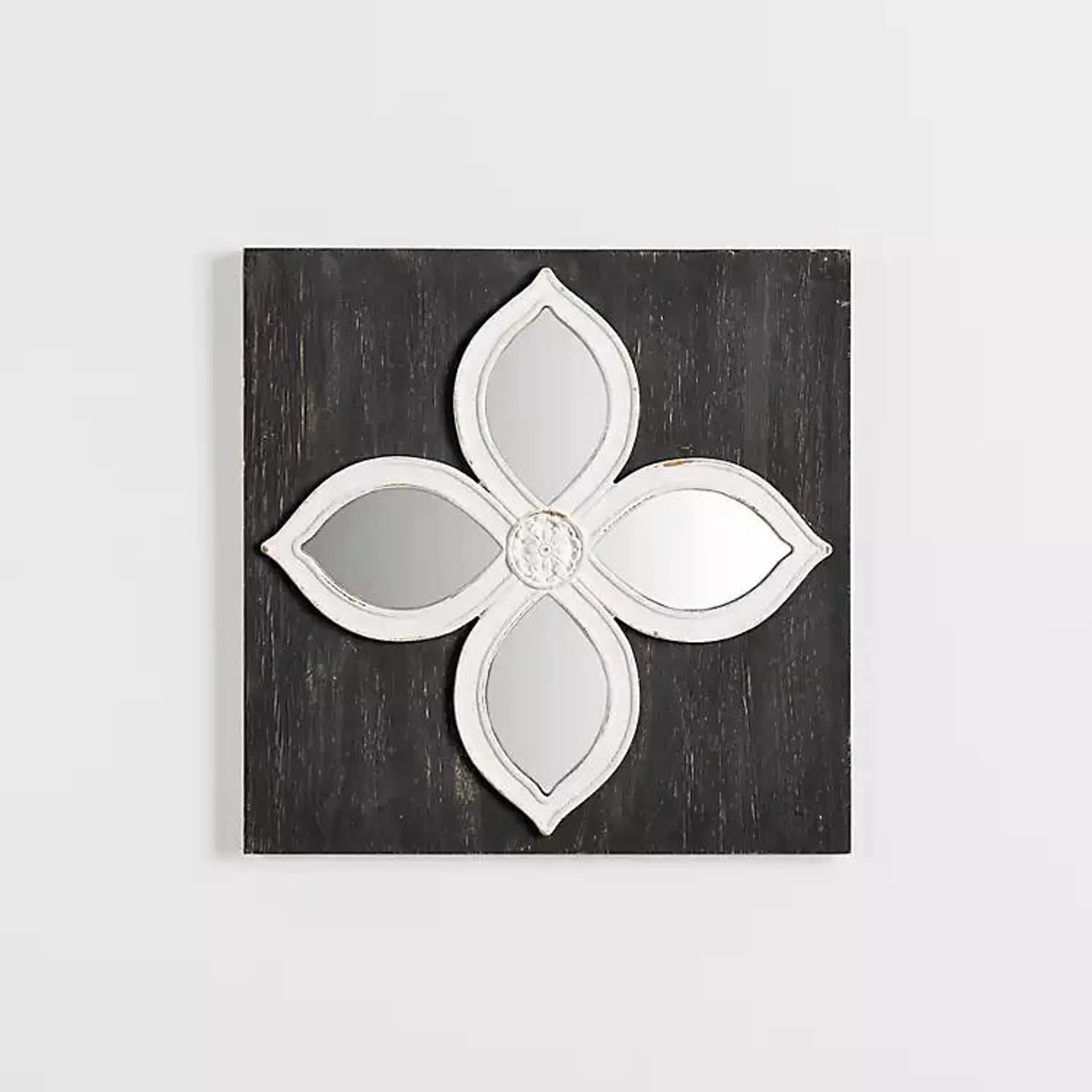 Black & White Floral Mirrored Wall Plaque
