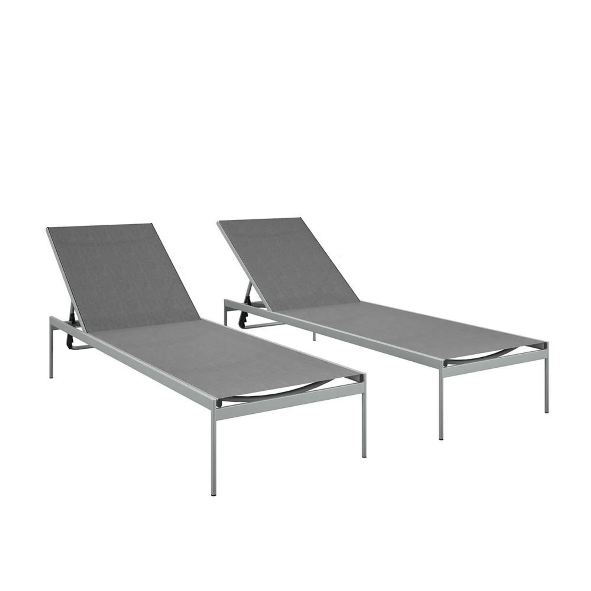 Gray Steel Chaise Lounge Chair - 2 Pack