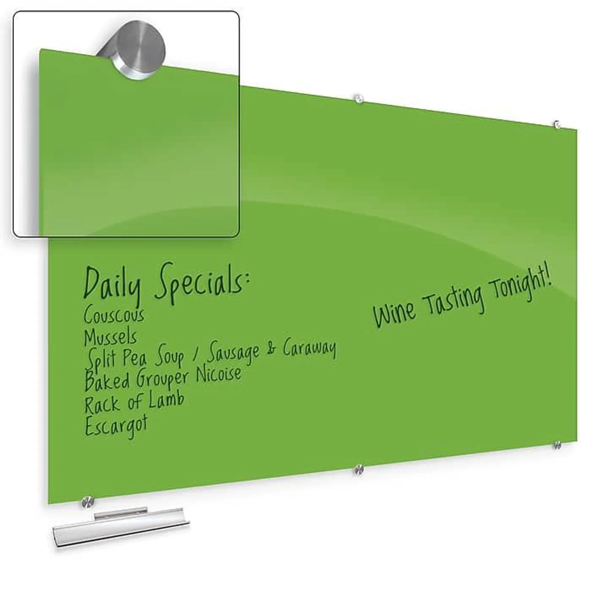 Best-Rite Visionary Colors Magnetic Glass Dry Erase Whiteboard 47.24" x 94.49" Green (83846-Green)