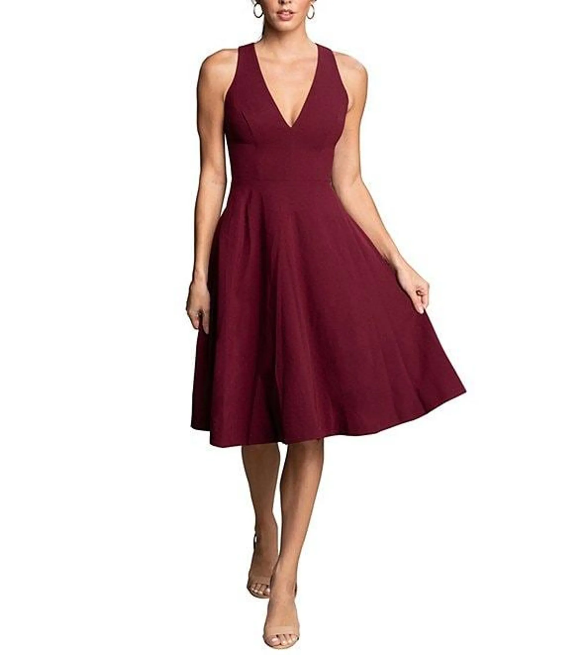 Catalina Crepe V-Neck Sleeveless A-Line Dress