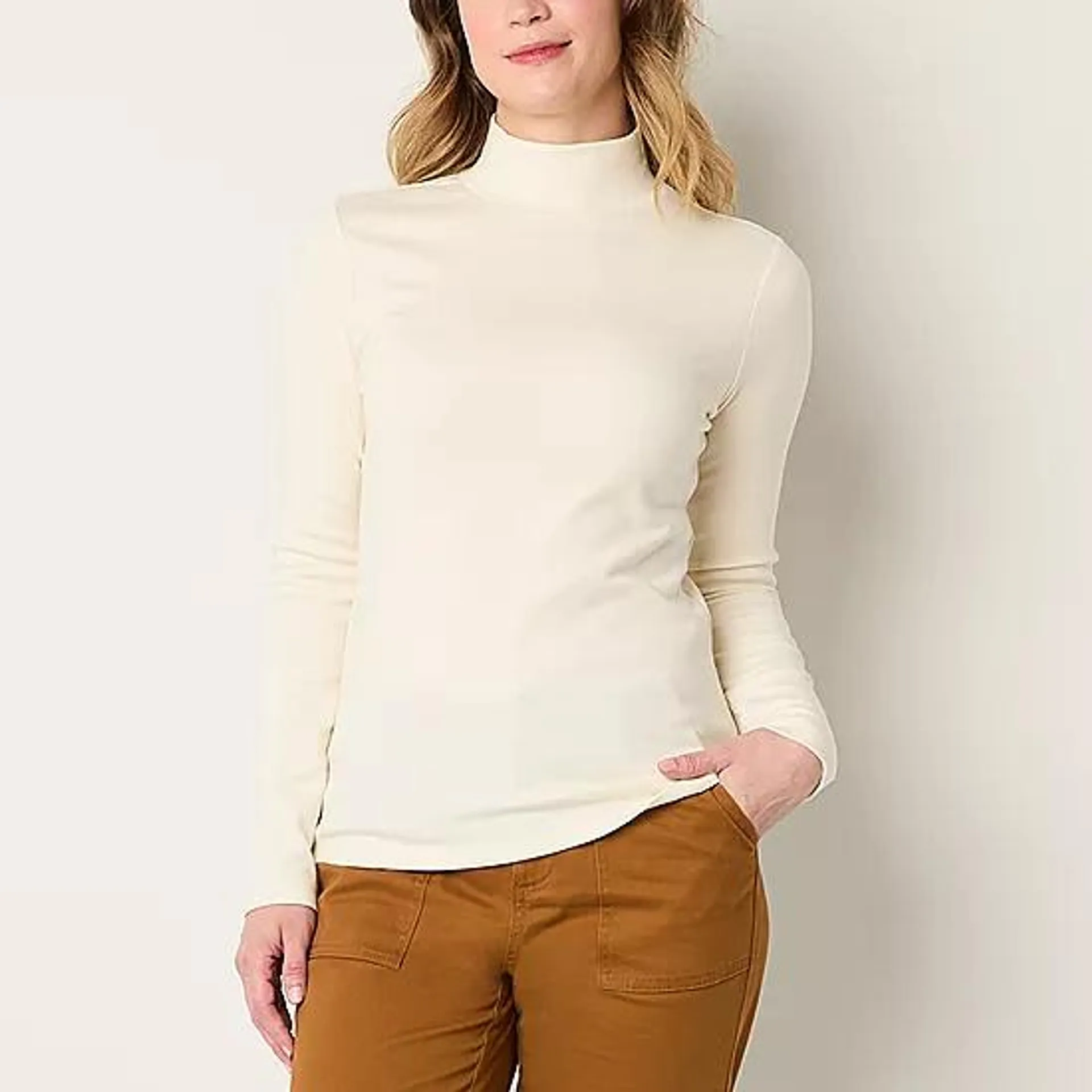 St. John's Bay Tall Womens Long Sleeve Turtleneck