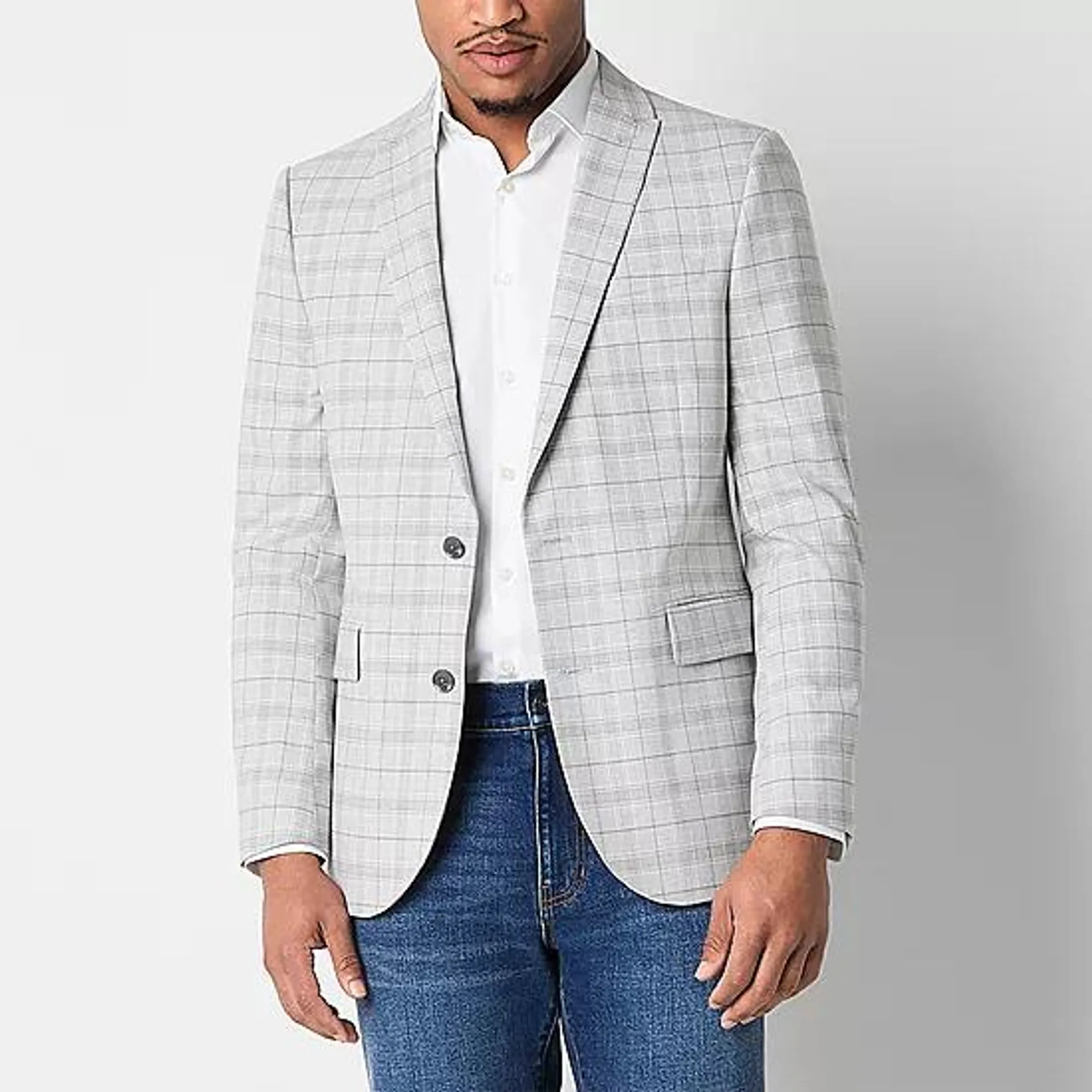 new! J. Ferrar Mens Plaid Classic Fit Sport Coat