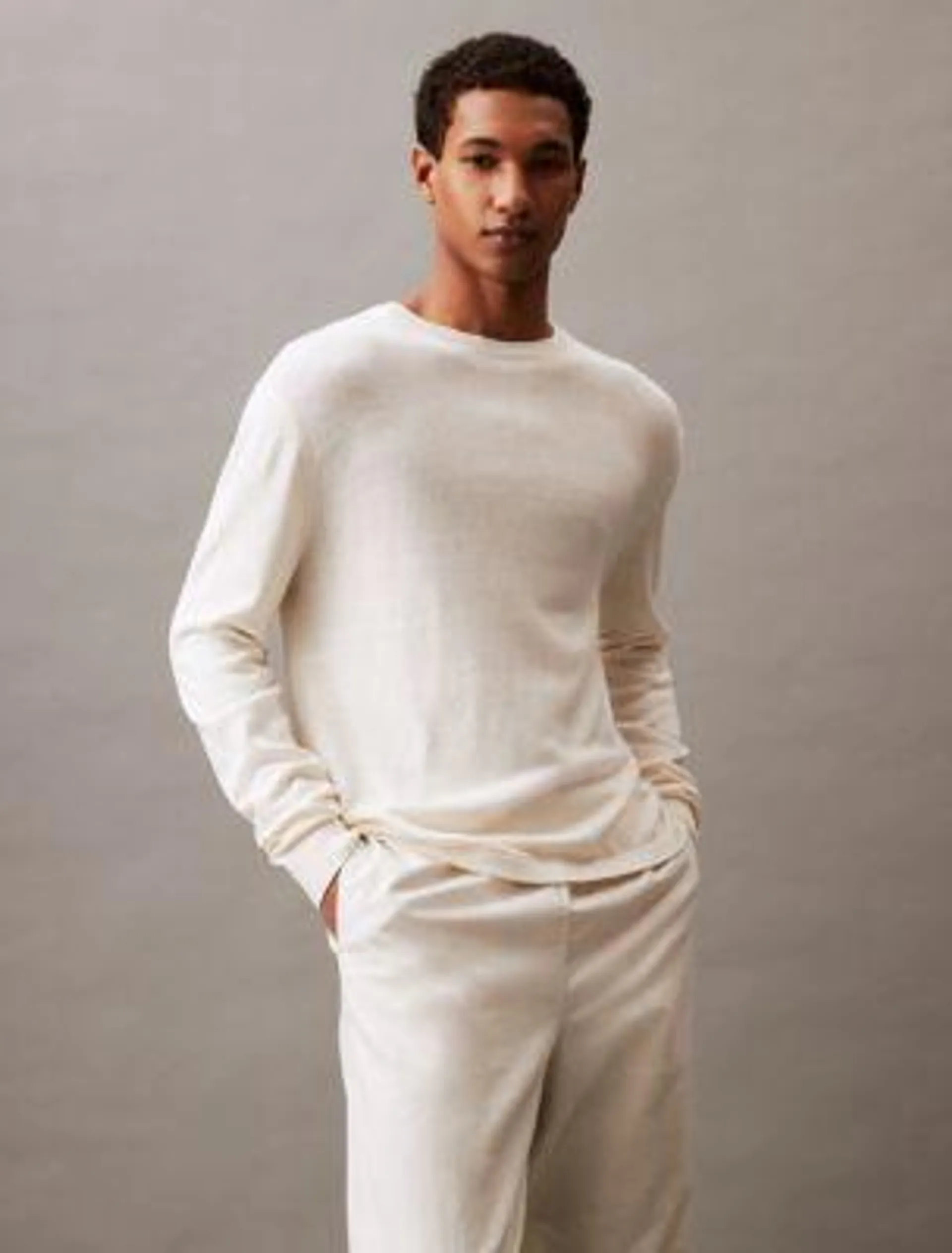 Linen Blend Crewneck Sweater