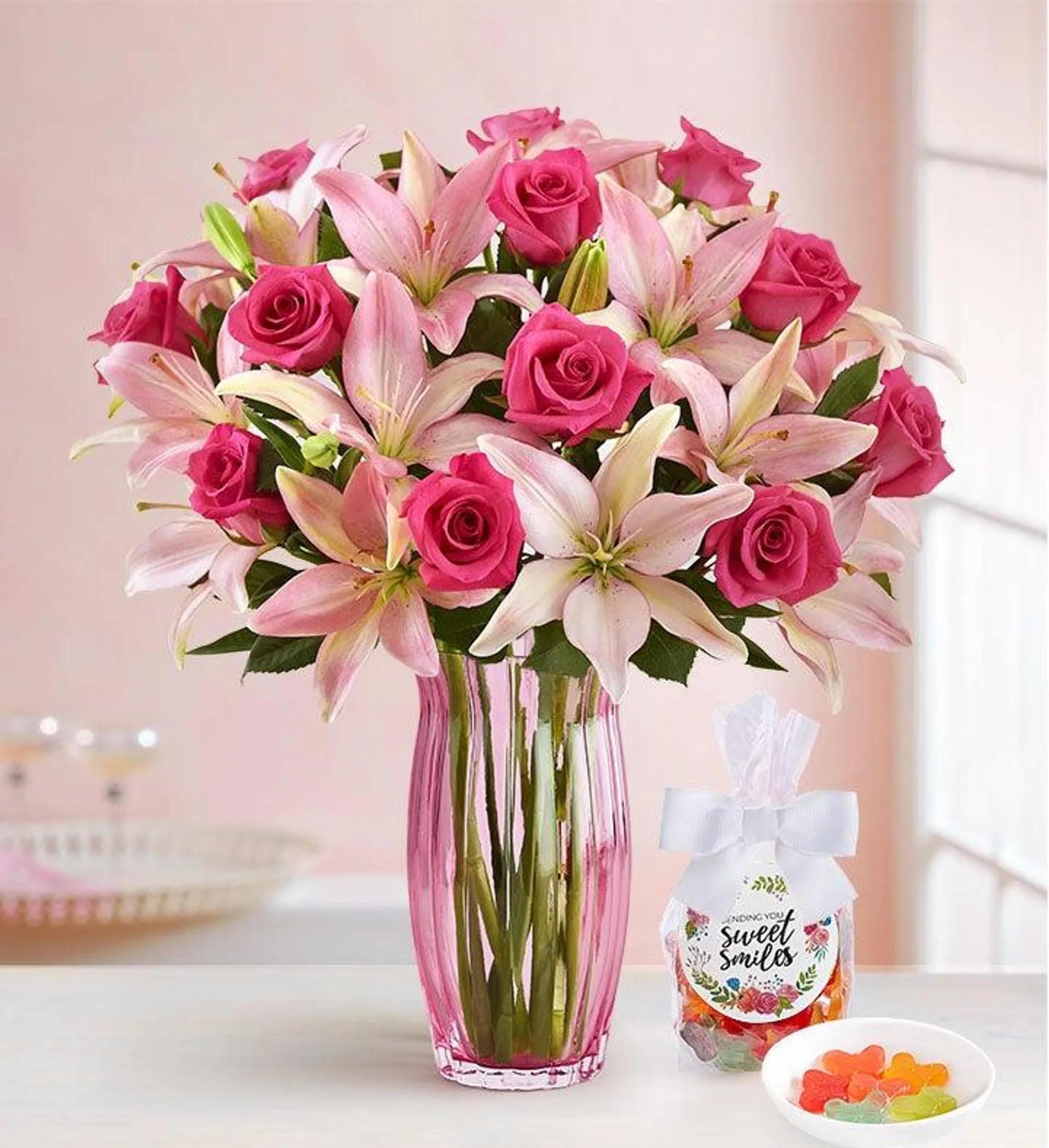 Magnificent Pink Rose & Lily + Candy Bundle