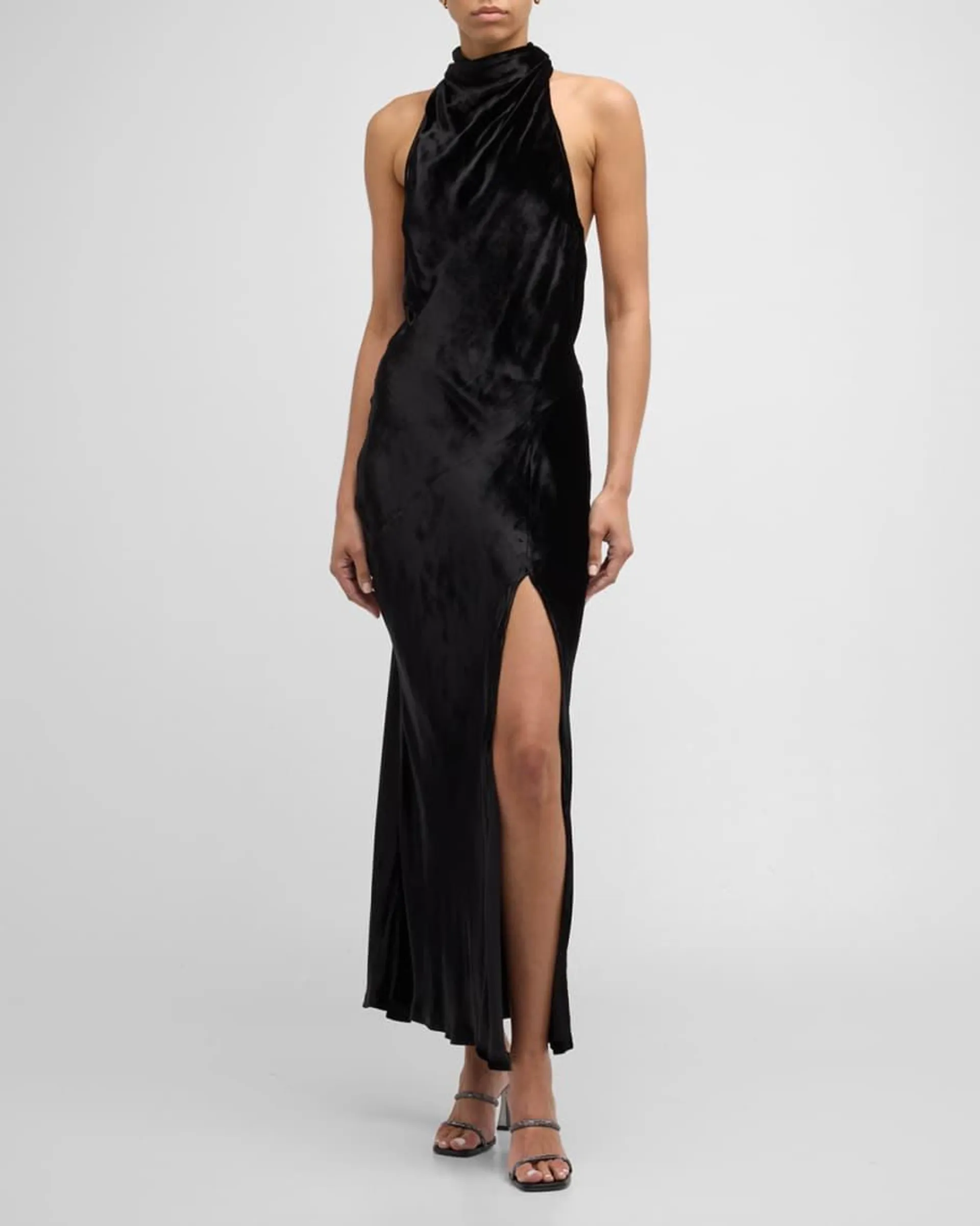 Livia Velvet Halter Midi Dress