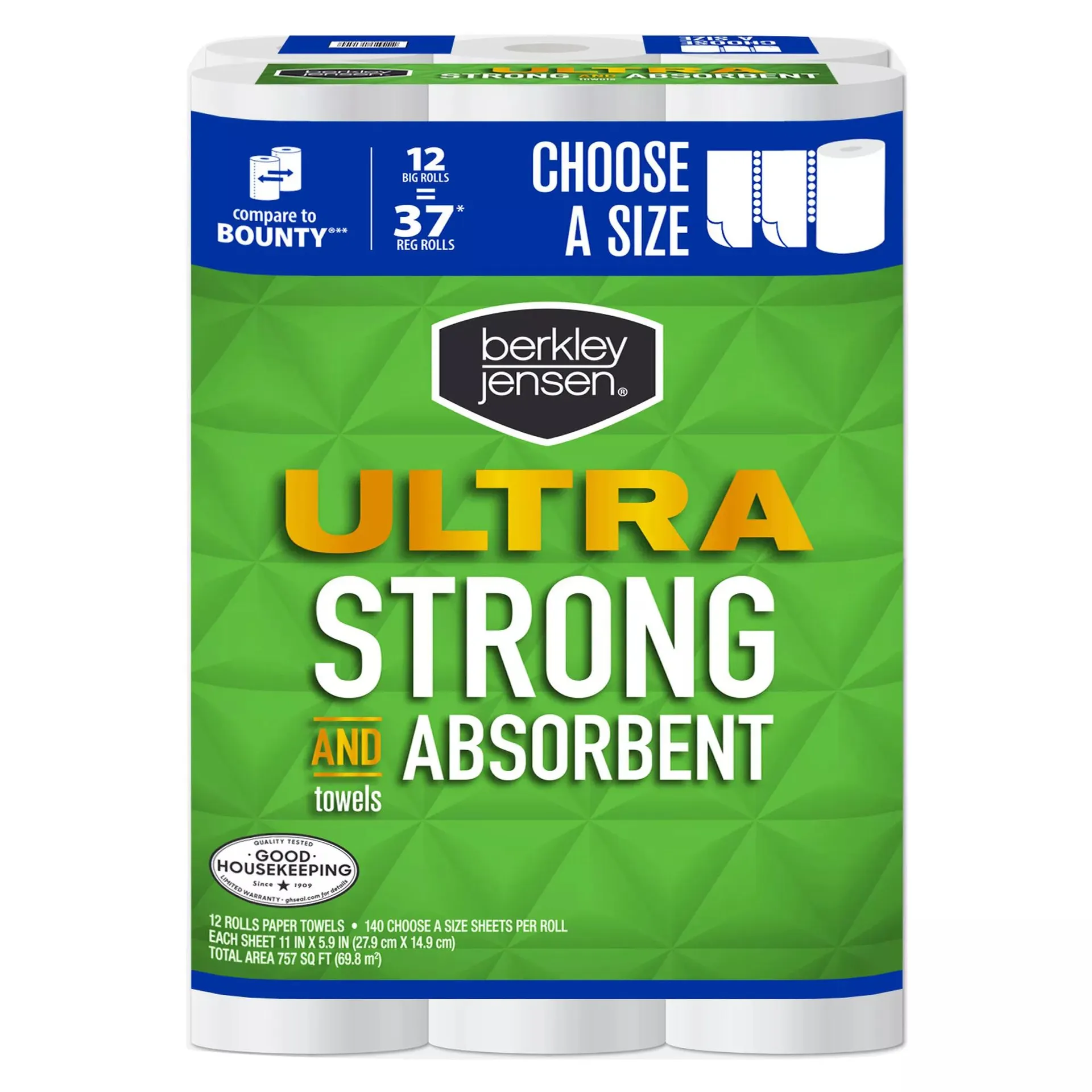 Berkley Jensen Choose-a-Size Ultra Paper Towels, 12 pk./140 sheets per roll