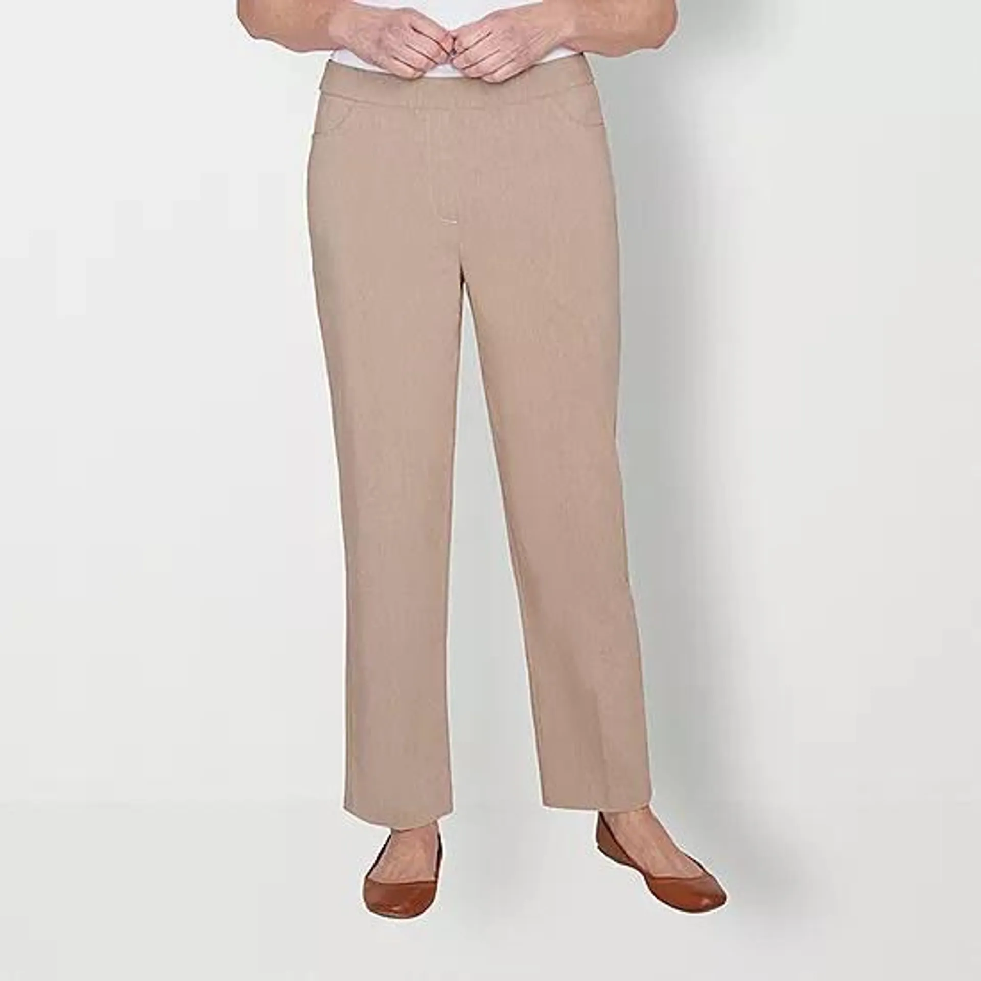 new! Alfred Dunner Charm School Womens Straight Pull-On Pants