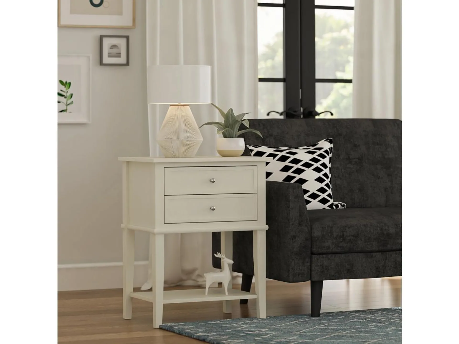 DHP Nia Cottage Hill Two Drawer Nightstand