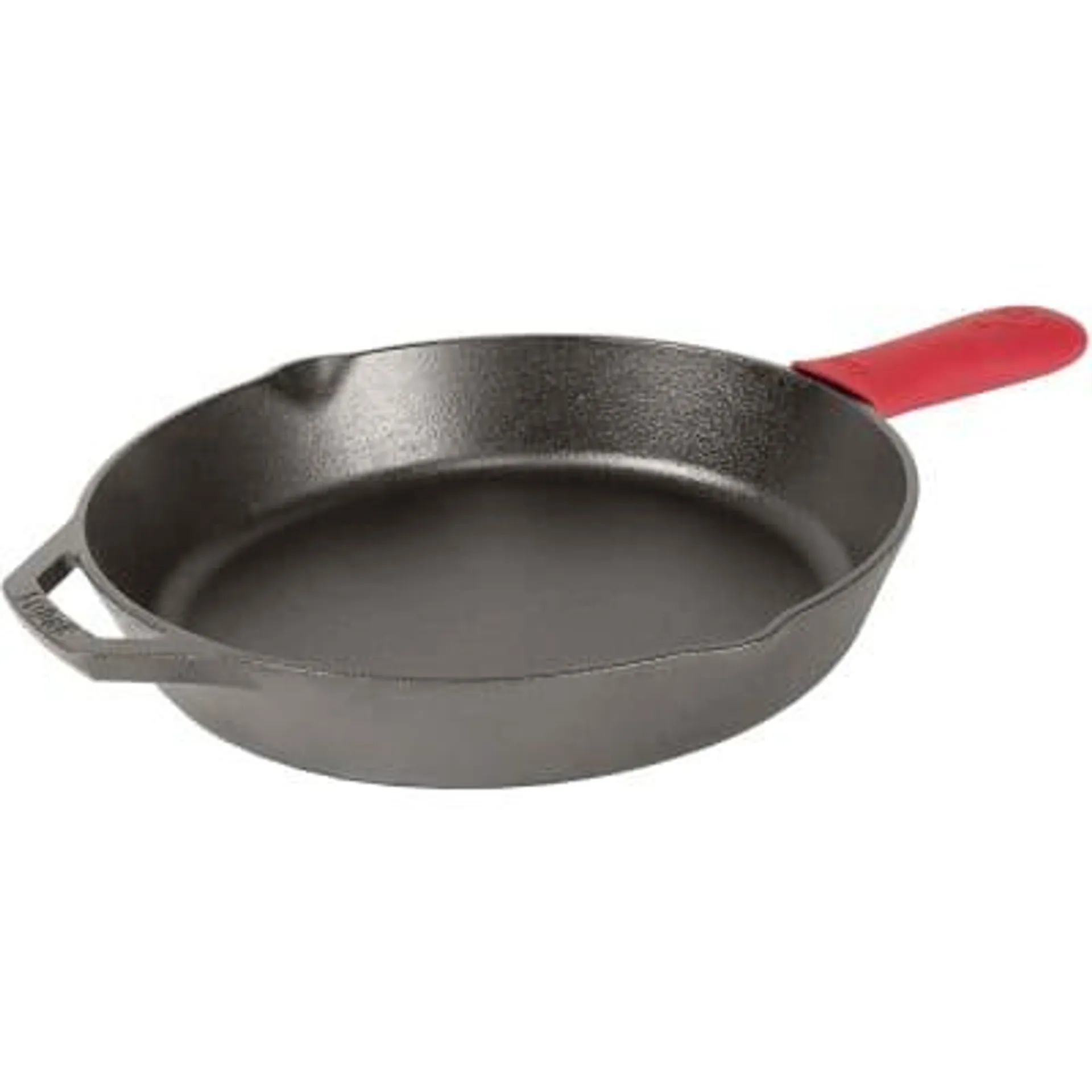 Lodge Cast Iron Skillet w/ Red Silicone Hot Handle Holder