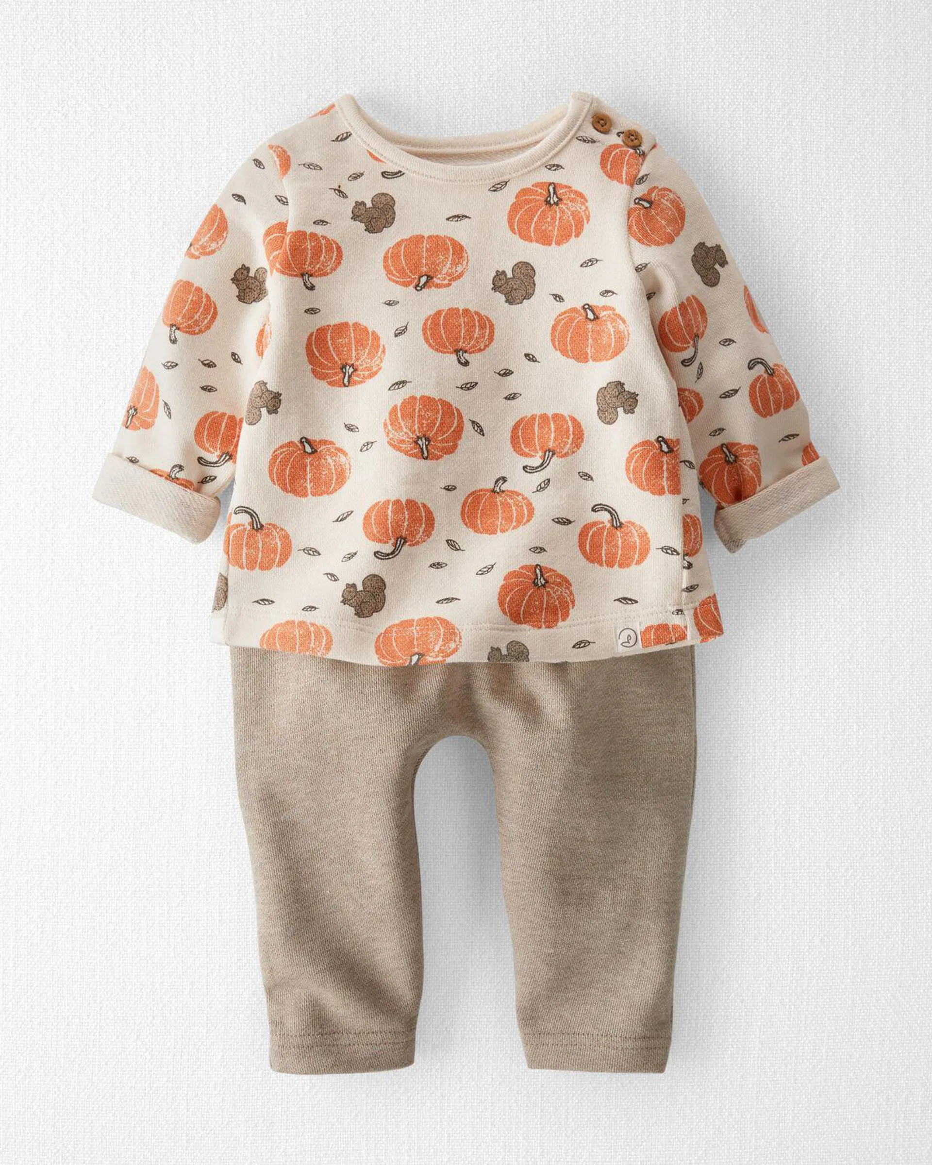 Baby Organic Cotton Pumpkin Print 2-Piece Set