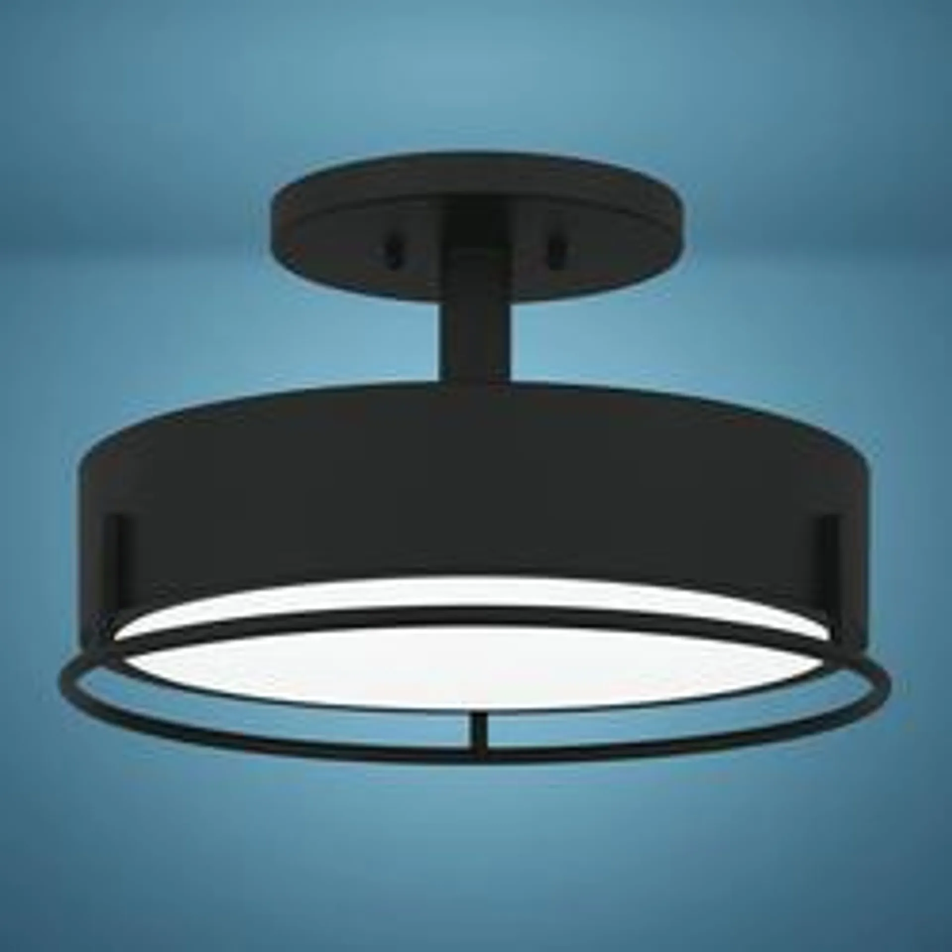 Patriot Lighting® Devak Matte Black Integrated LED Semi-Flush Mount Ceiling Light