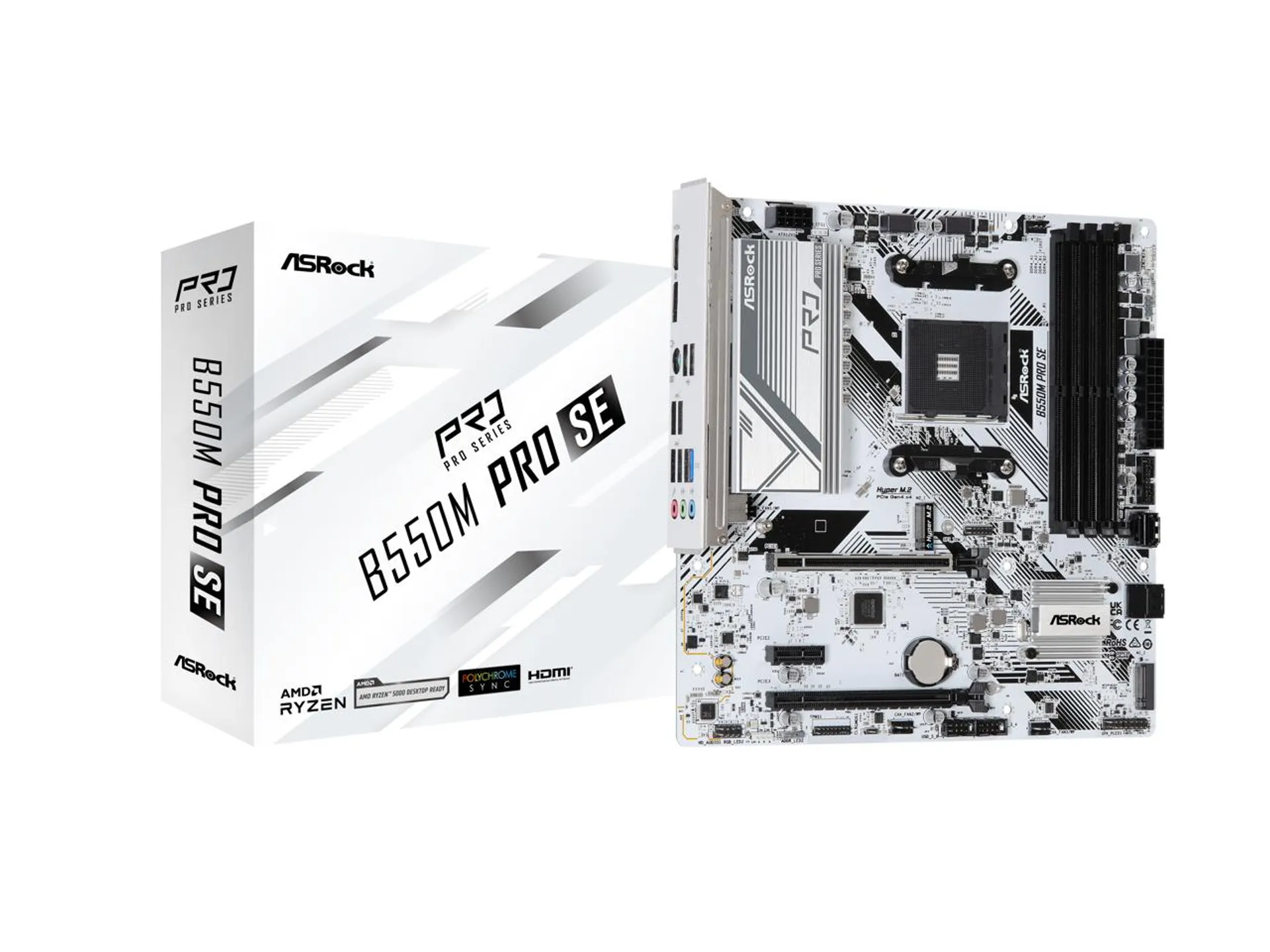 ASRock B550M Pro SE AM4 DDR4 SATA 6Gb/s 1 PCIe 4.0 x16 Micro ATX Motherboard