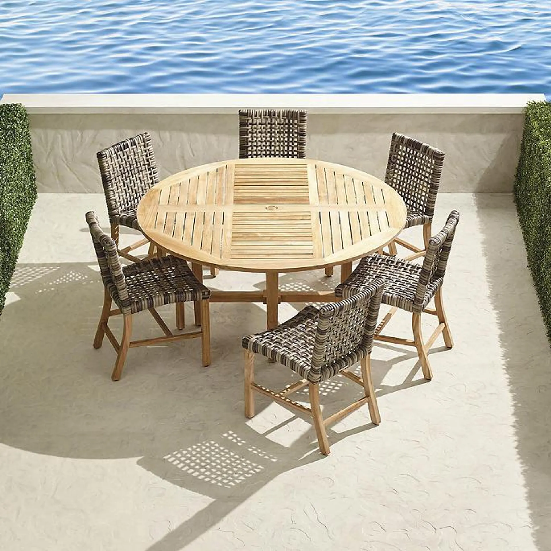 Isola 7-pc. Round Dining Set in Natural Finish