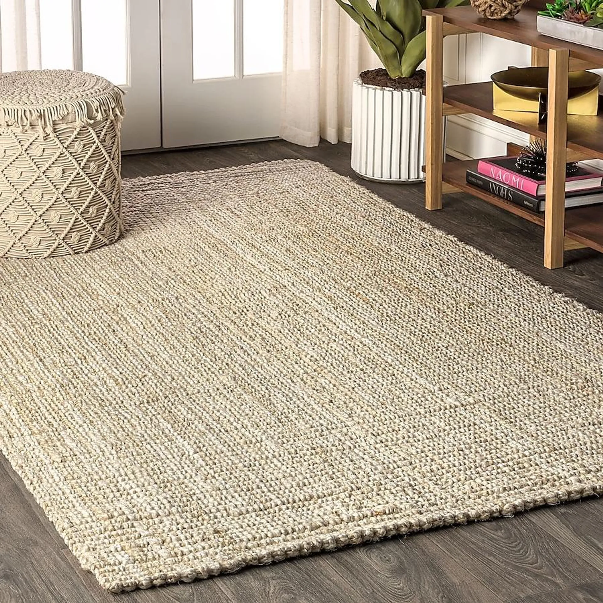 JONATHAN Y NATURAL FIBER Hiro Chunky 8 X 10 (ft) Jute Ivory Indoor Solid Bohemian/Eclectic Area Rug