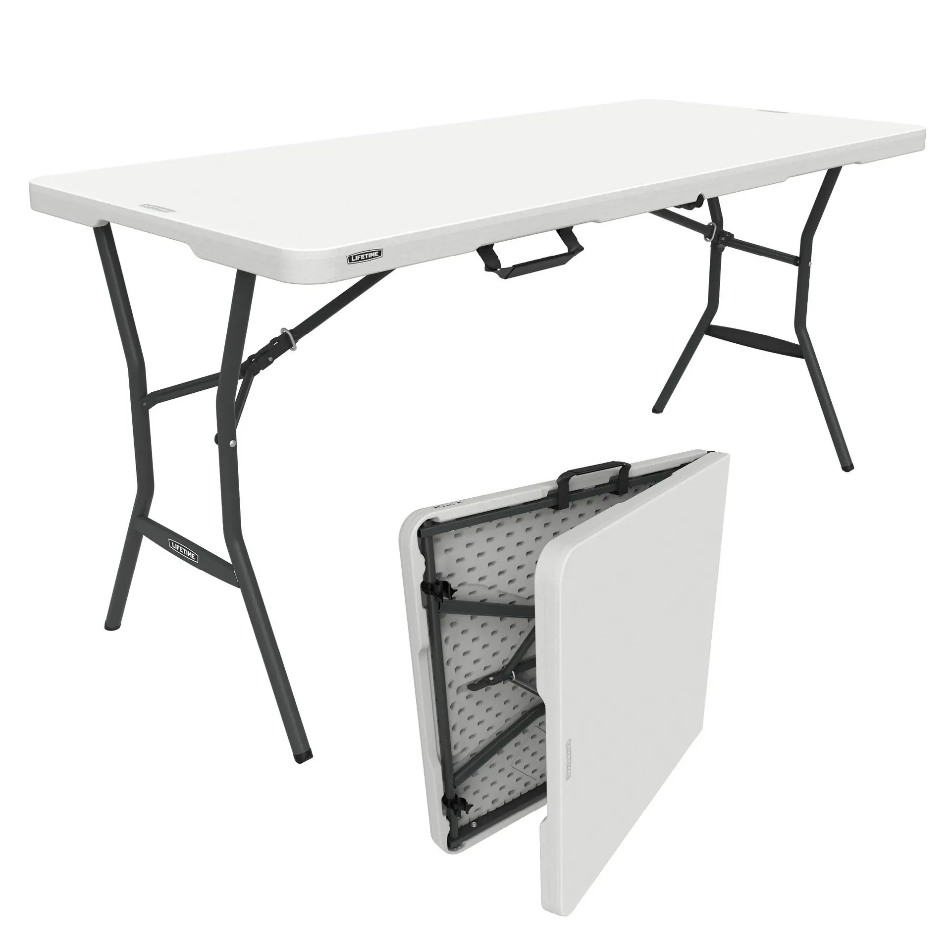 Lifetime 5-Foot Fold-In-Half Table - (Light Commercial) - White Granite