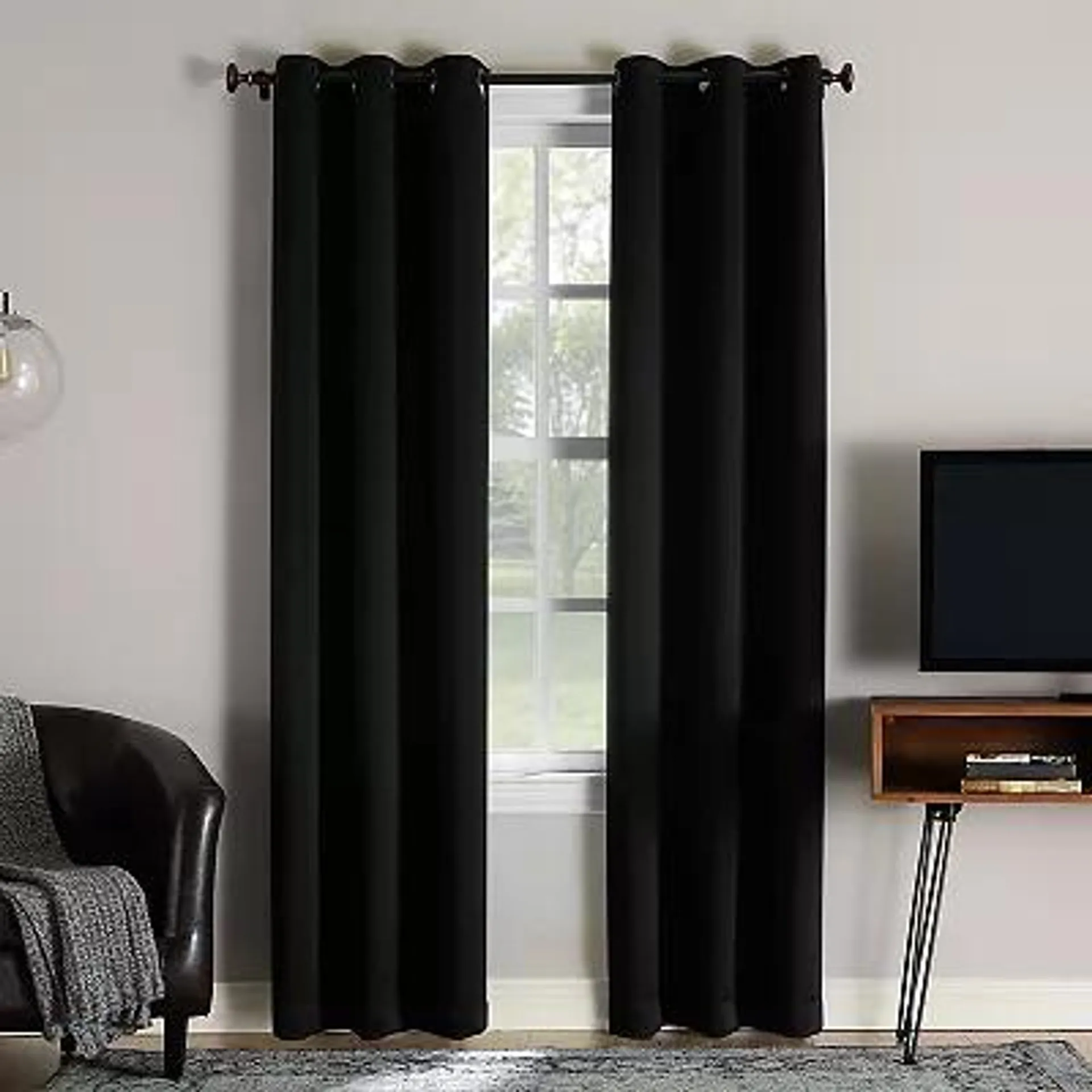 Sun Zero 2-Pack 100% Blackout Theater Grade Norway Grommet Curtain