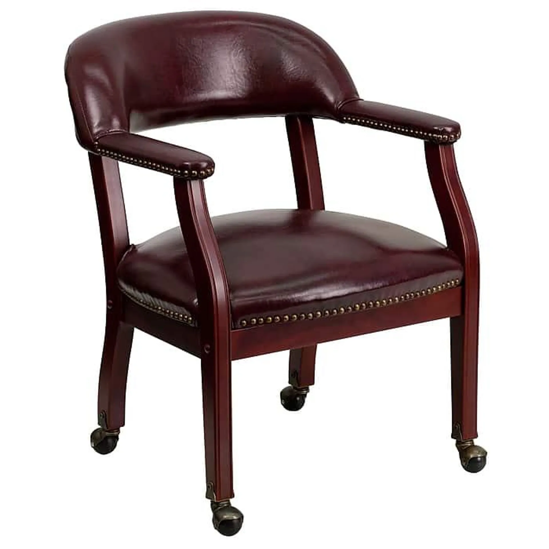 Flash Furniture Vinyl Mid Back Luxurious Conference Chair With Casters,