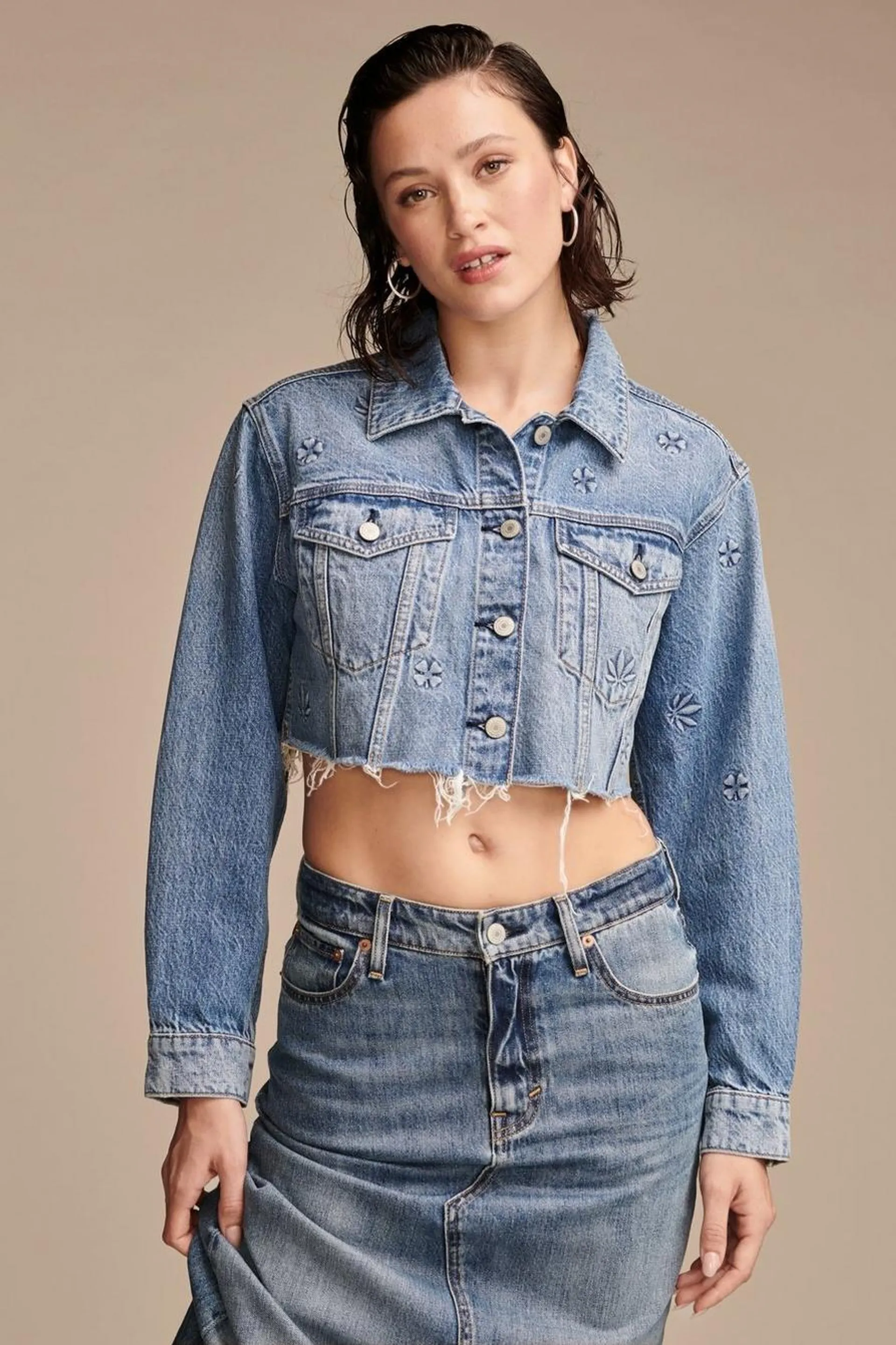 highest quality denim hemp cropped trucker