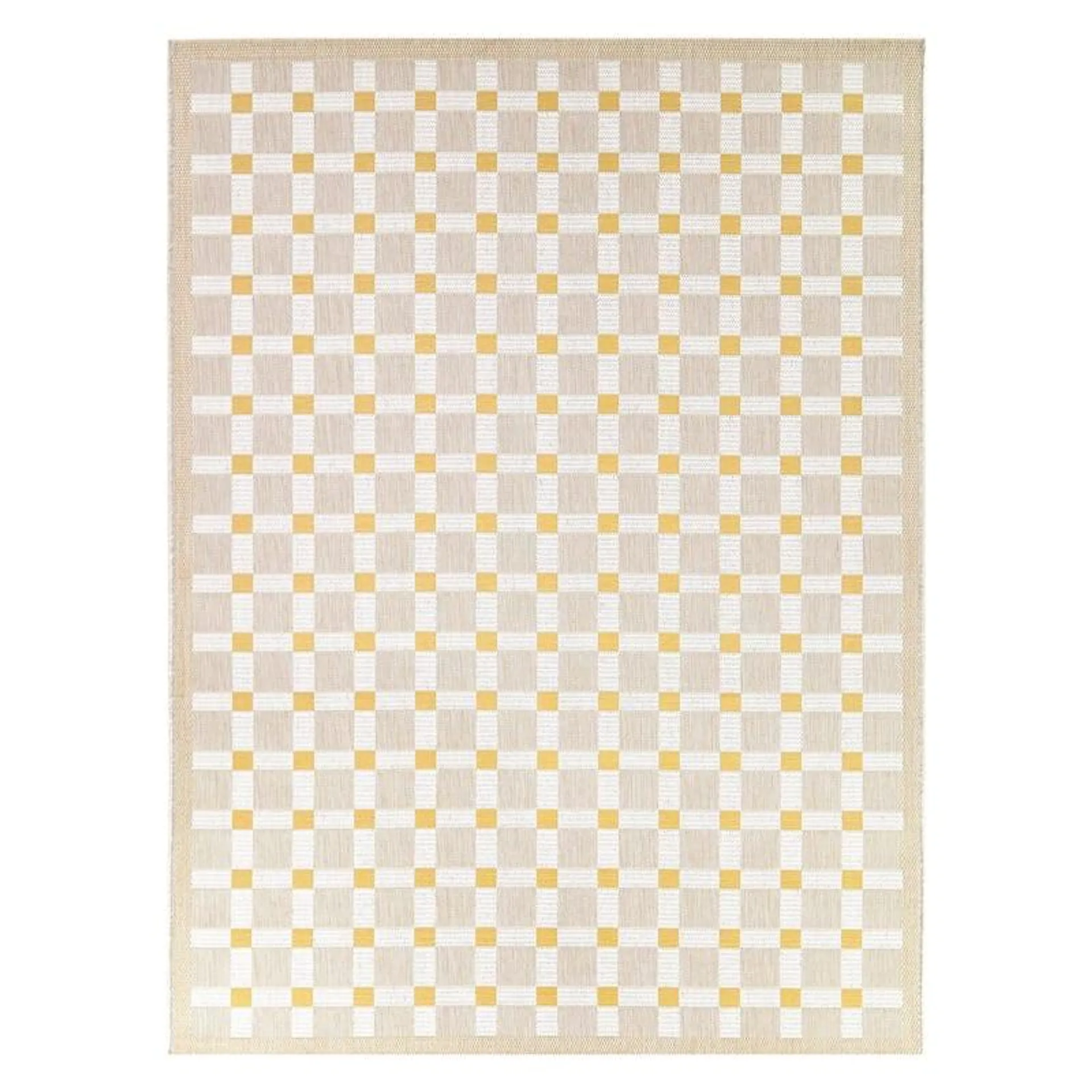 (E512) Florence Yellow & Tan Checkered Outdoor Area Rug, 8x10