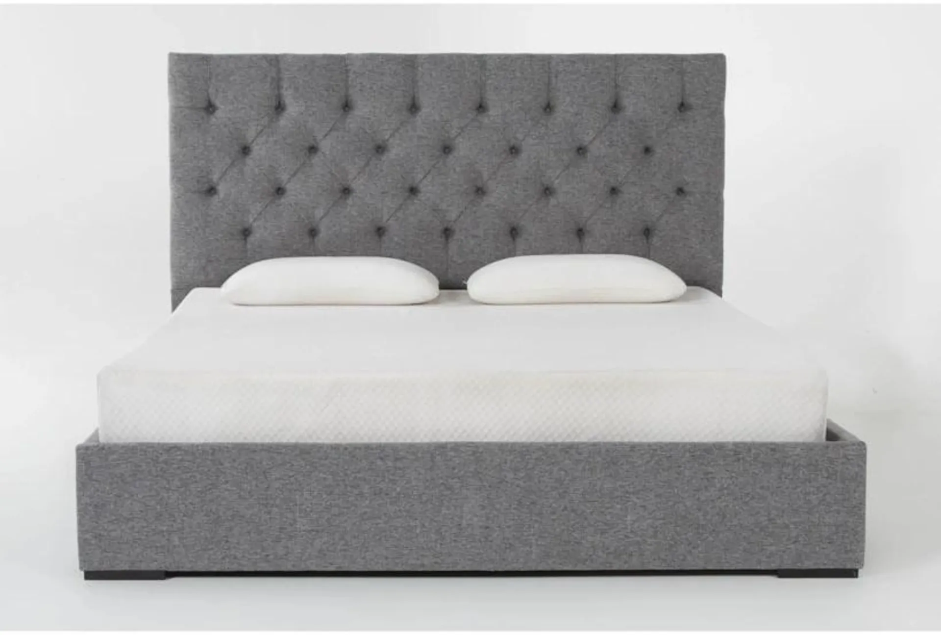 Vera Dream Graphite Diamond Tufted 52" High Queen Upholstered Platform Bed