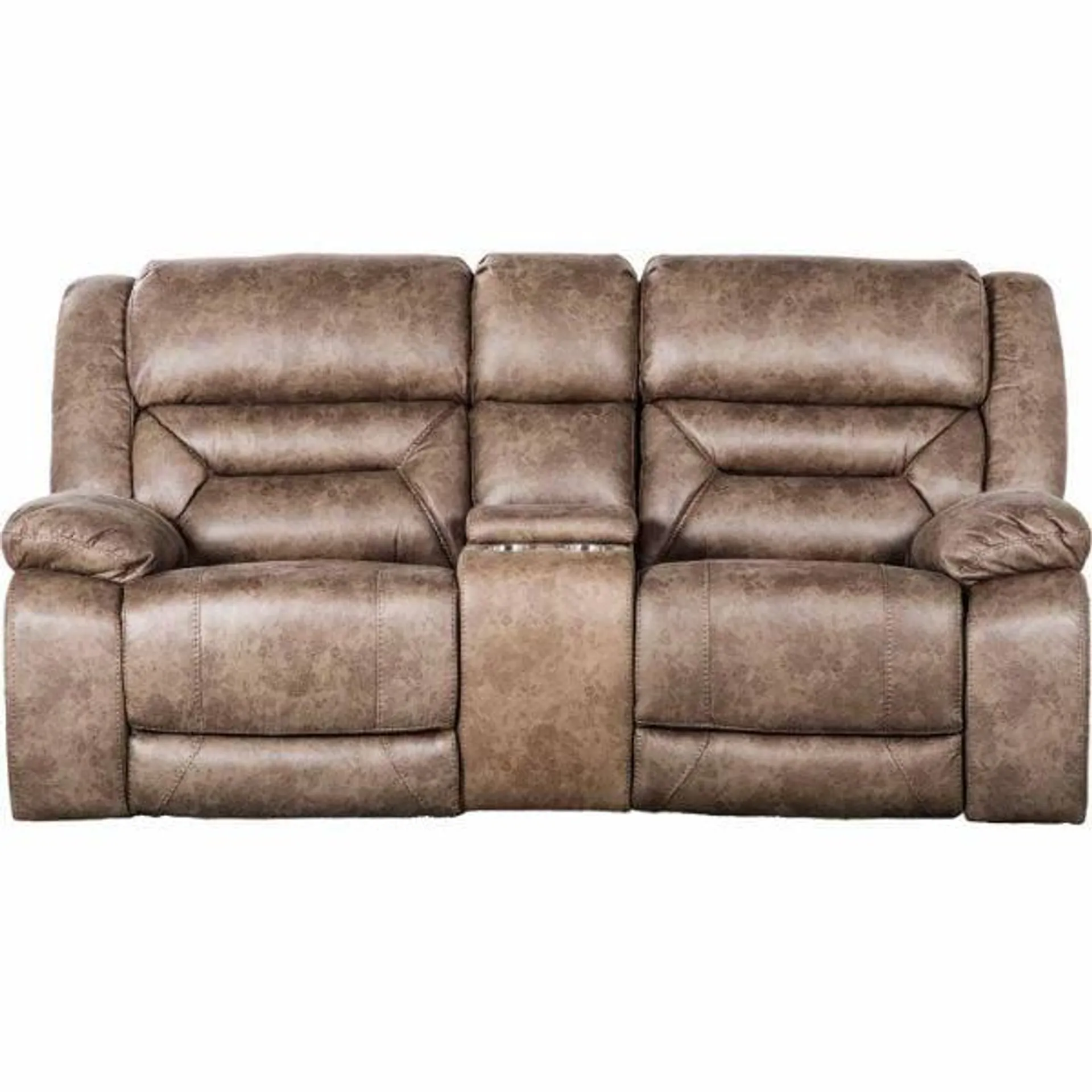 Badlands Tan Reclining Console Loveseat