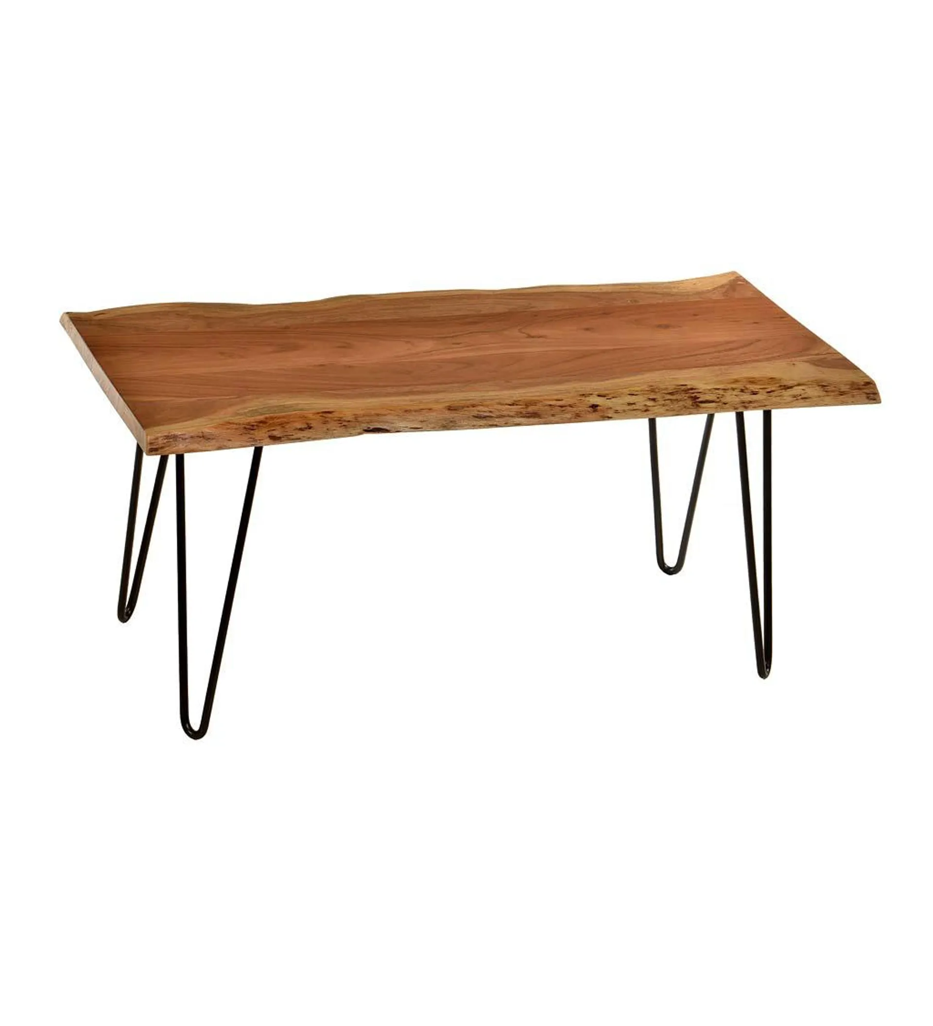 Live Edge Acacia Wood Bench/Table with Hairpin Legs - Black