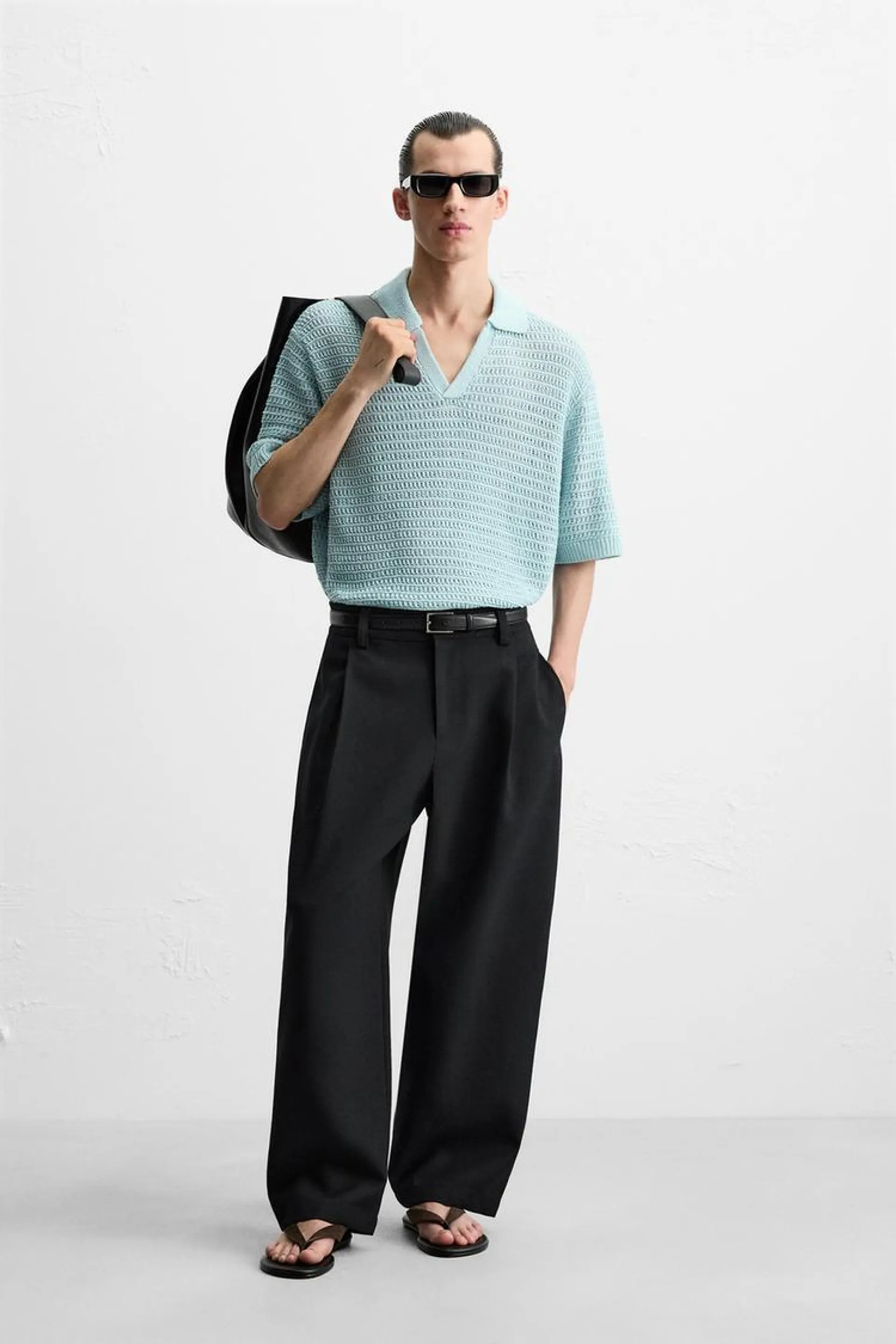 CROCHET KNIT POLO SHIRT