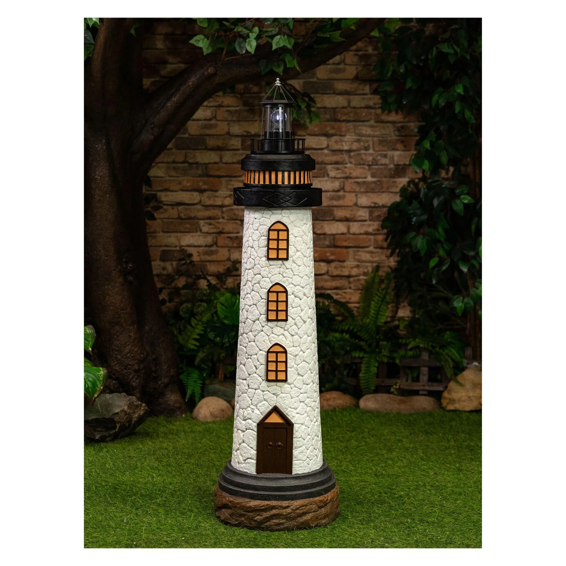 BJ 48" Solar Lighthouse - White