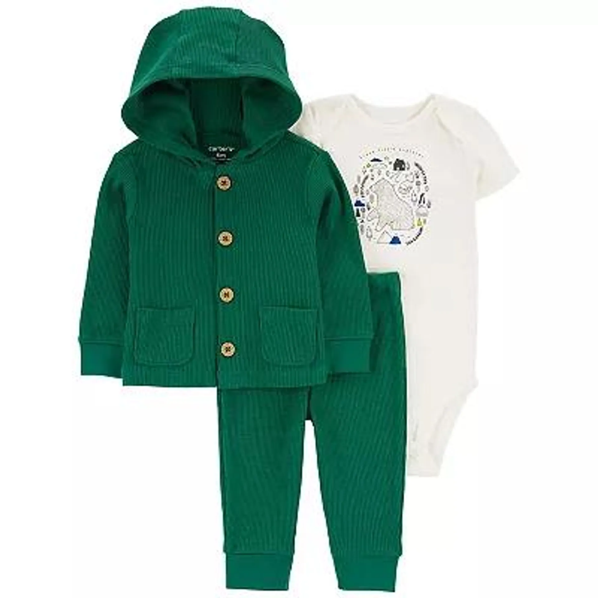 Baby Boy Carter's Thermal Cardigan, Bodysuit & Pants Set