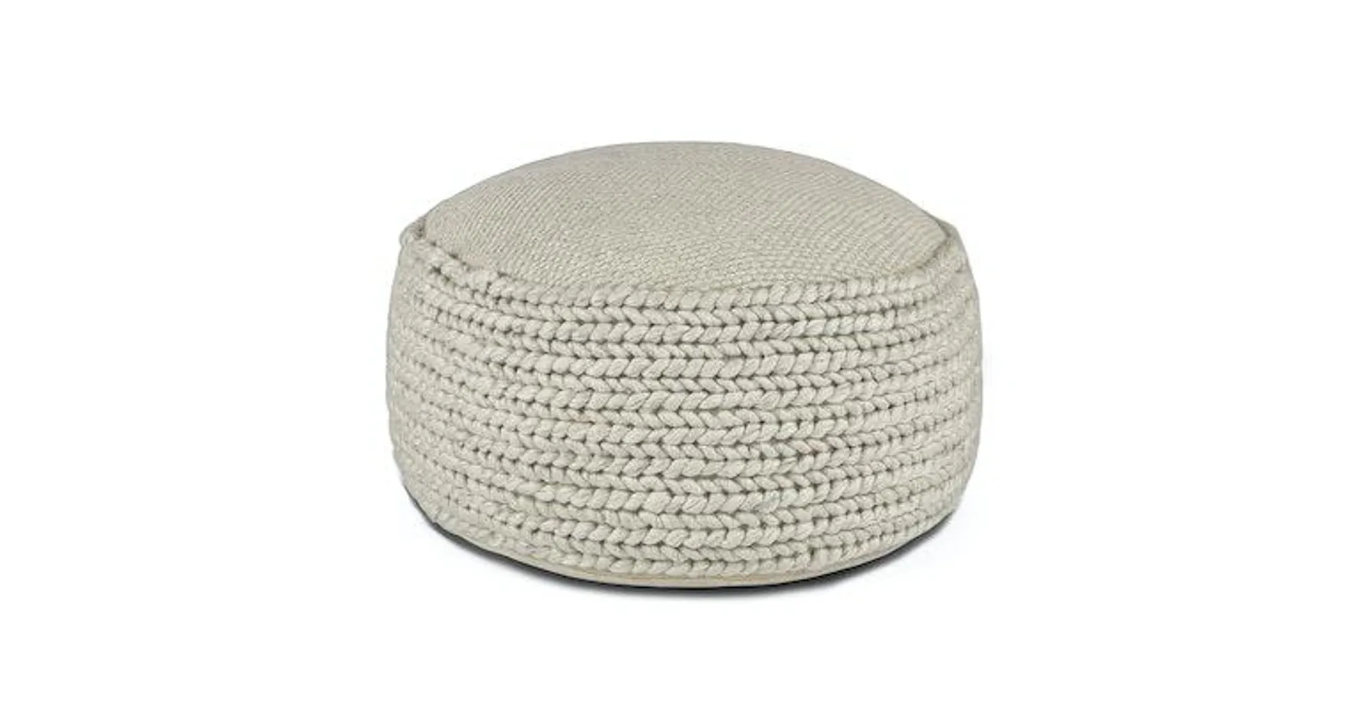 Hira Natural Ivory 30" Pouf