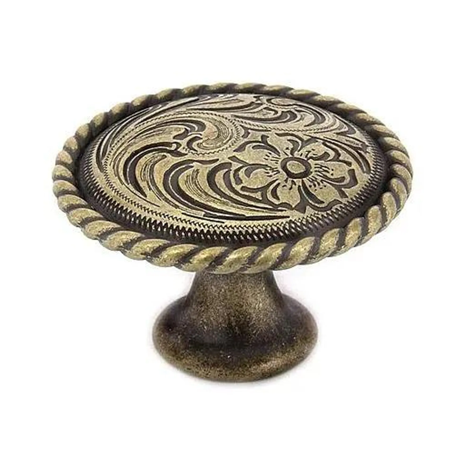 Flower Engraved Knob - 1 1/4 Inch Diameter