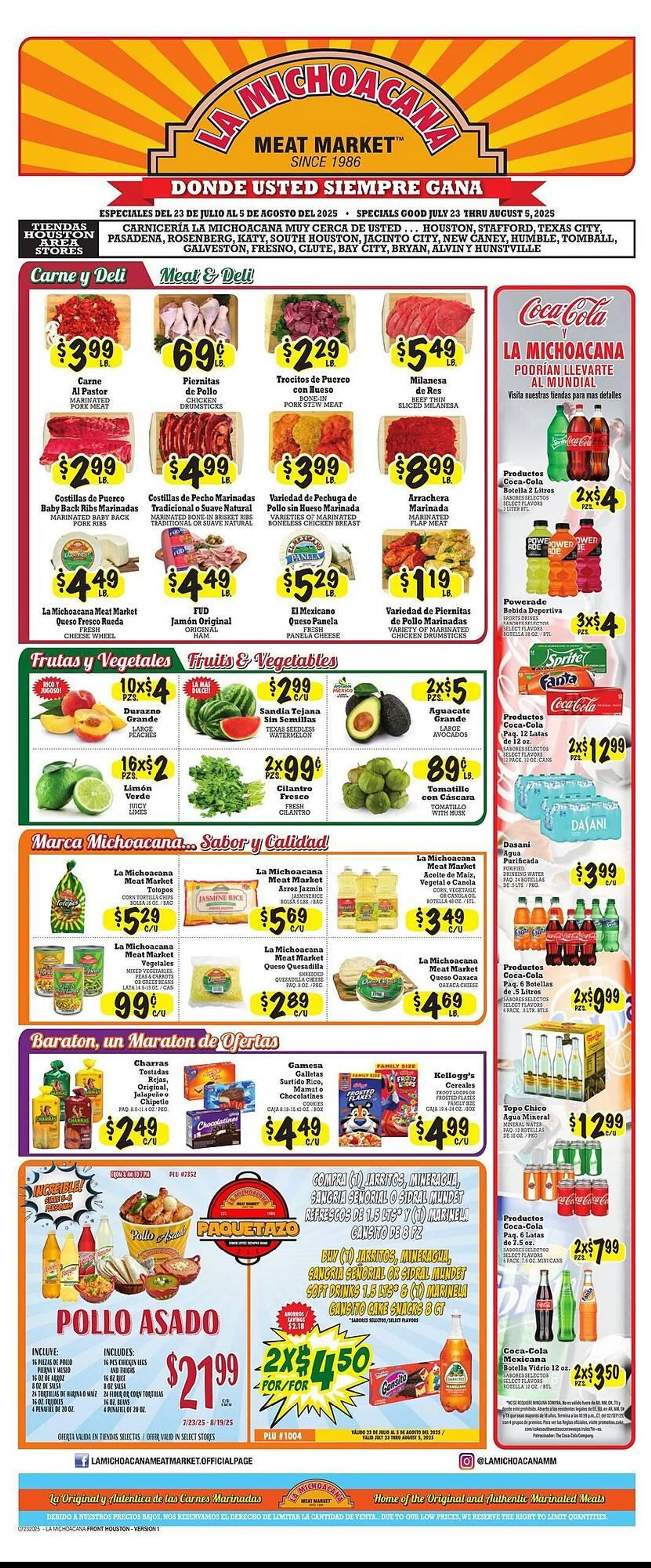 Weekly ad La Michoacana Weekly Ad from July 23 to July 29 2025 - Page 1