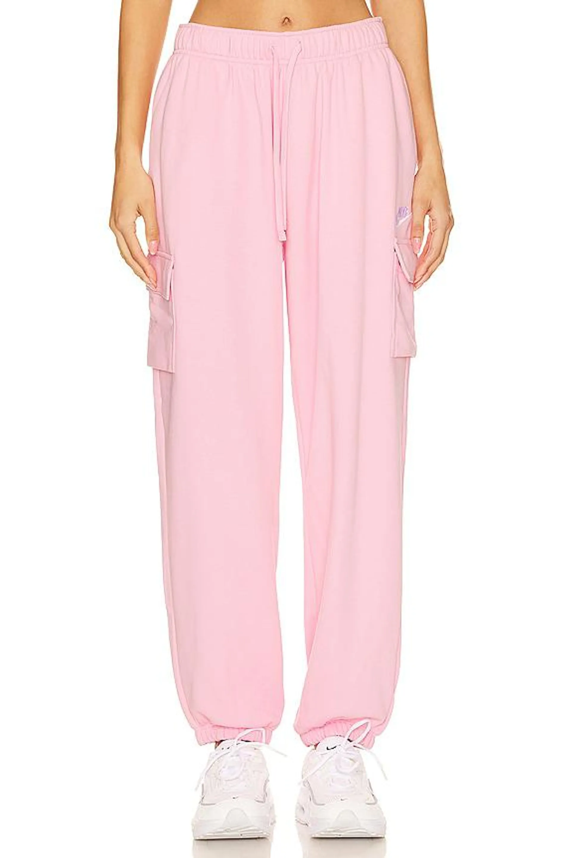 favorite Nike Club Fleece Cargo Sweatpants in Medium Soft Pink & White