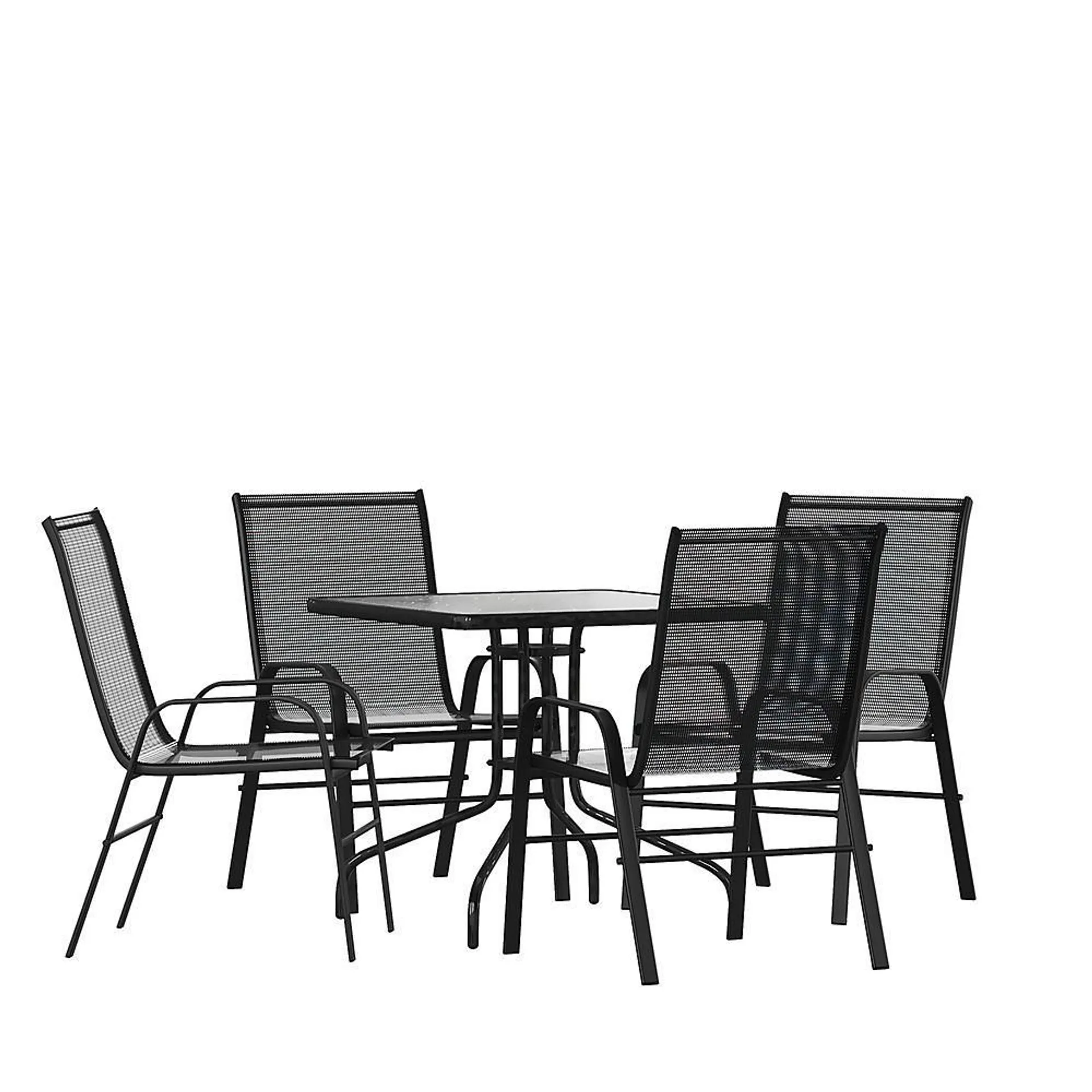 Flash Furniture - Brazos Outdoor Square Contemporary 5 Piece Patio Set - Black